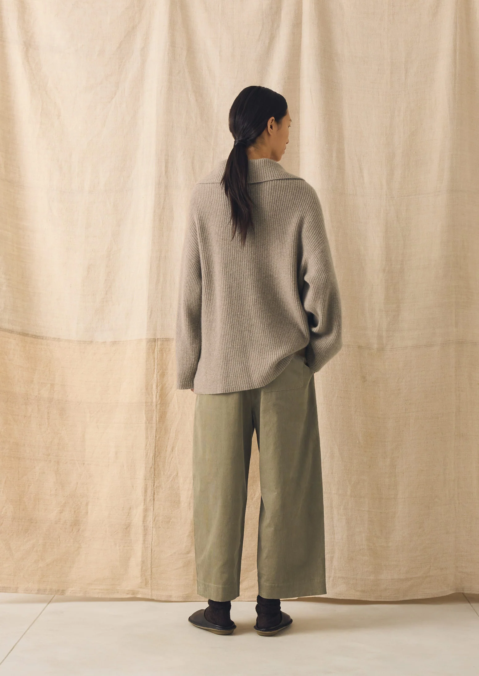 Organic Cord Barrel Leg Trousers | Spelt - Image 5