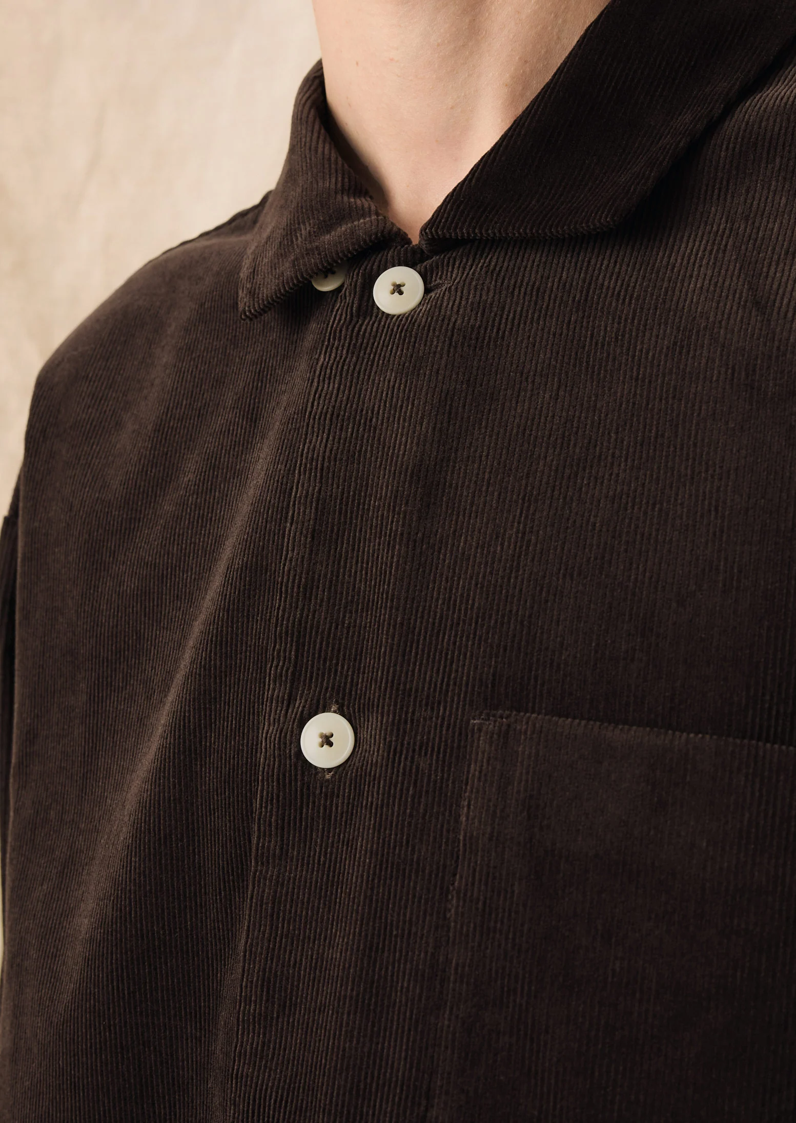 Organic Cord Smock Popover Shirt | Bitter Chocolate - Image 6