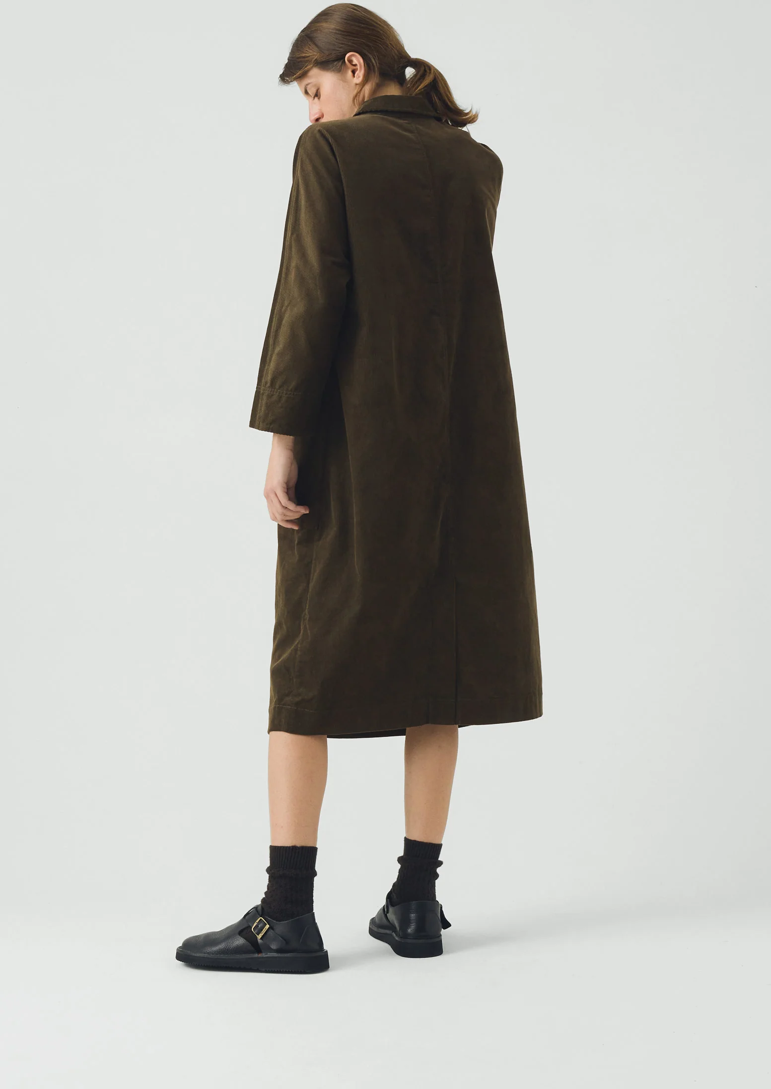Organic Cord Tunic Dress | Tent Green - Image 3