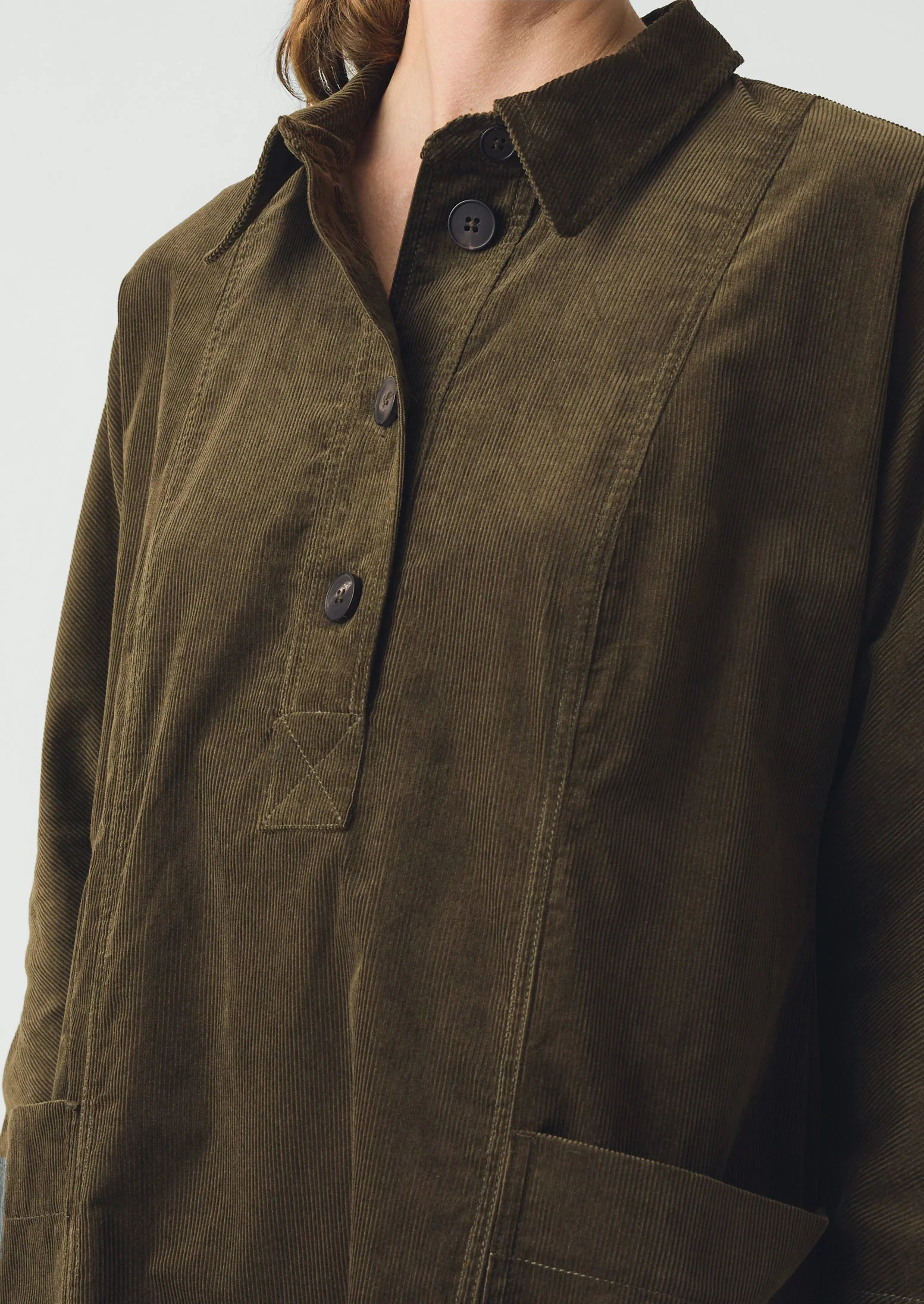 Organic Cord Tunic Dress | Tent Green - Image 4