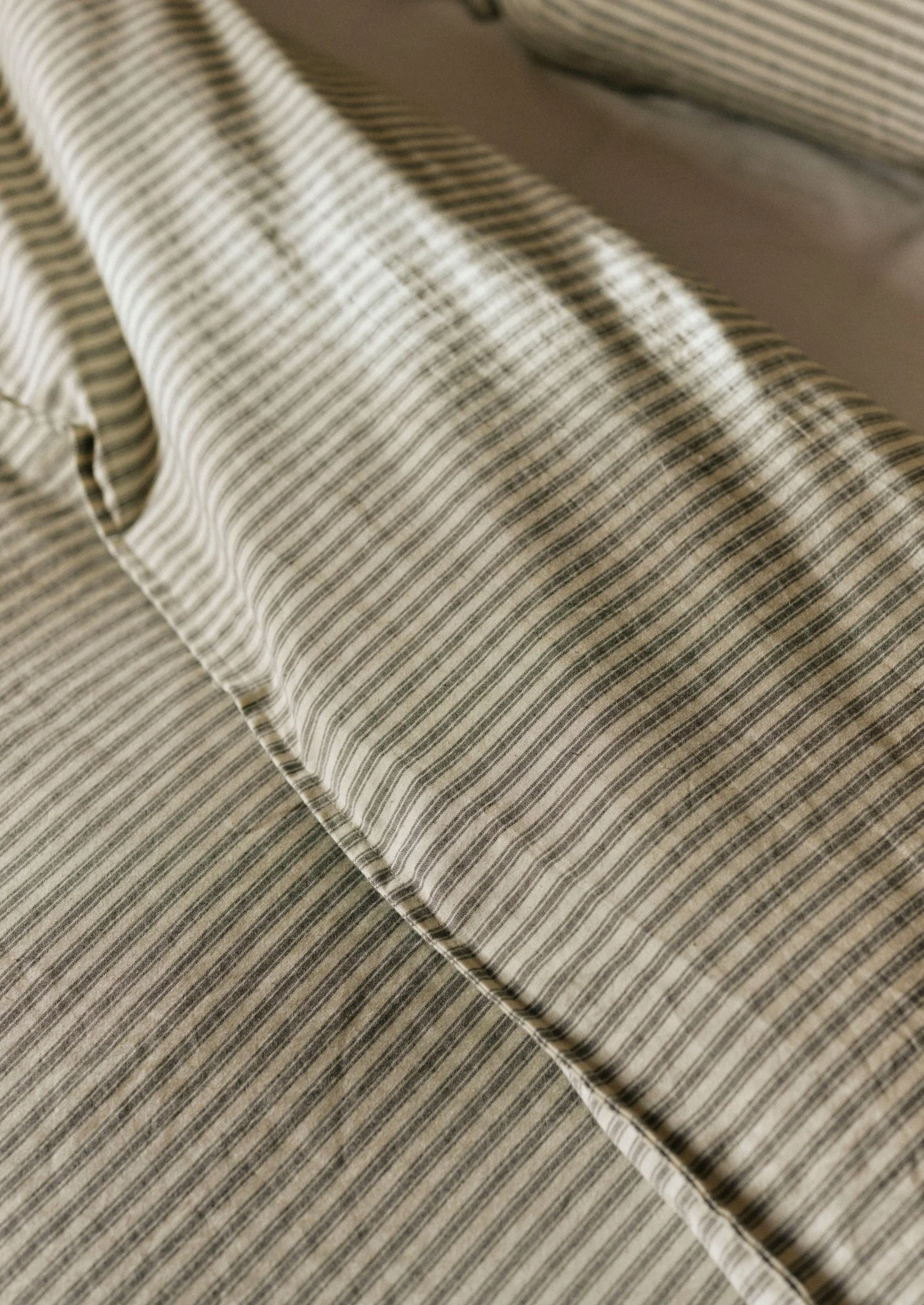 Ticking Stripe Cotton Duvet Cover | Ecru/Graphite - Image 3