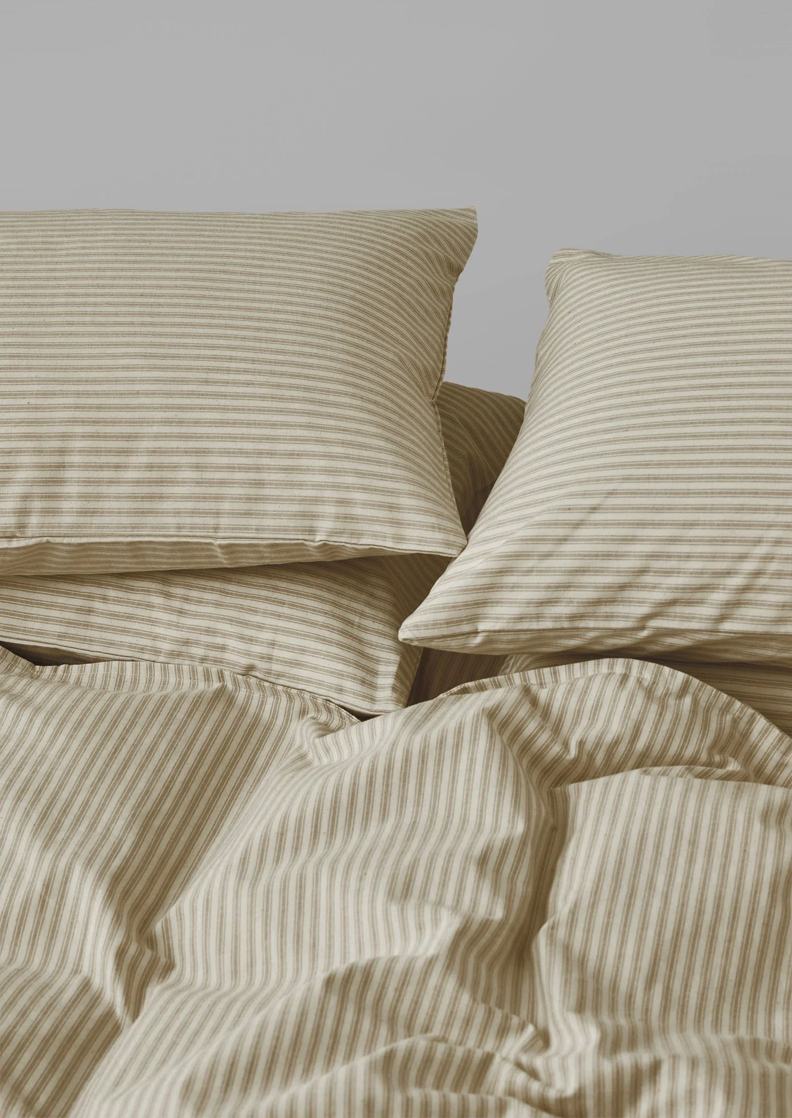 Ticking Stripe Cotton Duvet Cover | Ecru/Straw - Image 4