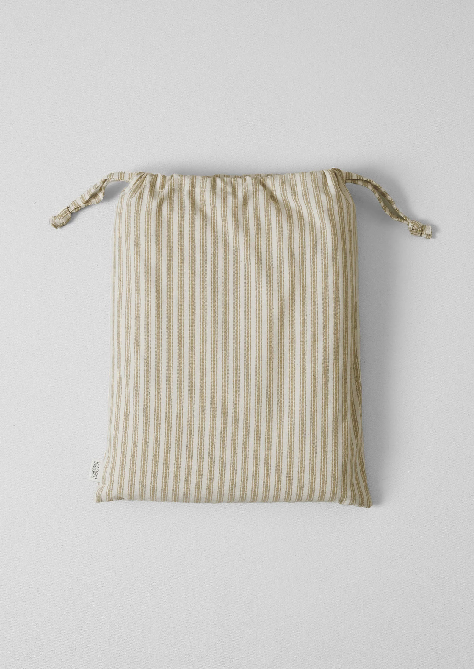 Ticking Stripe Cotton Duvet Cover | Ecru/Straw - Image 5