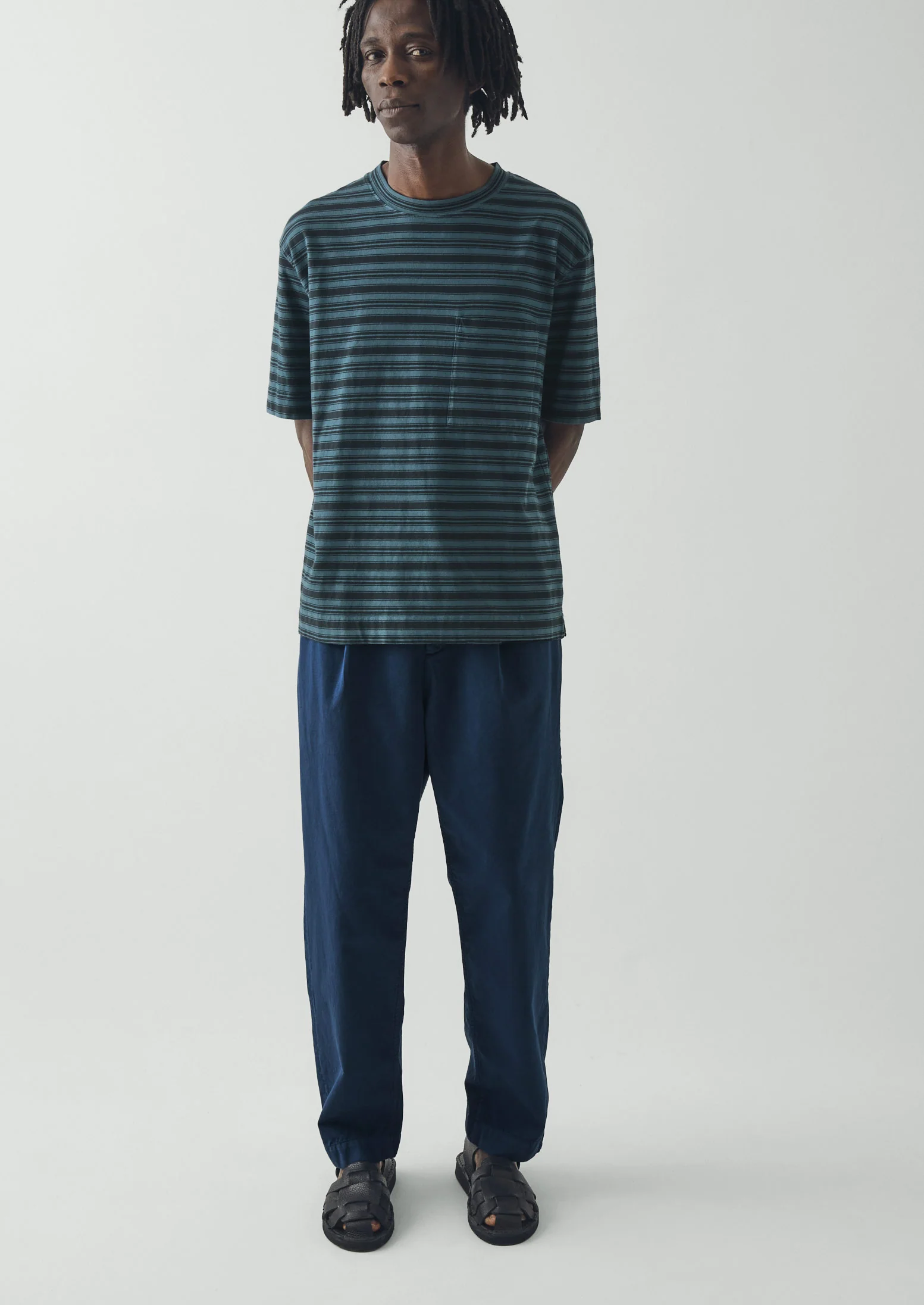 Otto Pleated Cotton Twill Trousers | Smoke Blue - Image 2