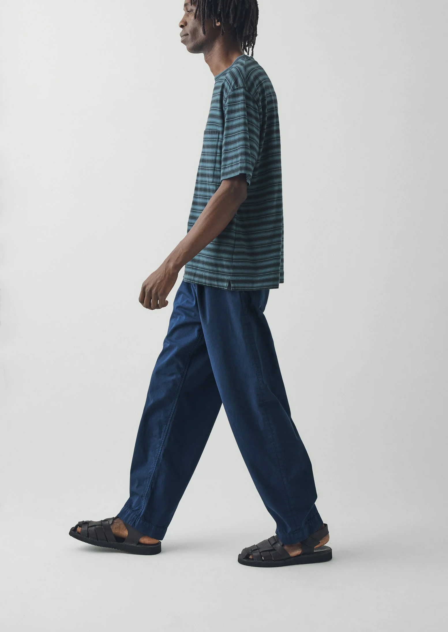 Otto Pleated Cotton Twill Trousers | Smoke Blue - Image 5
