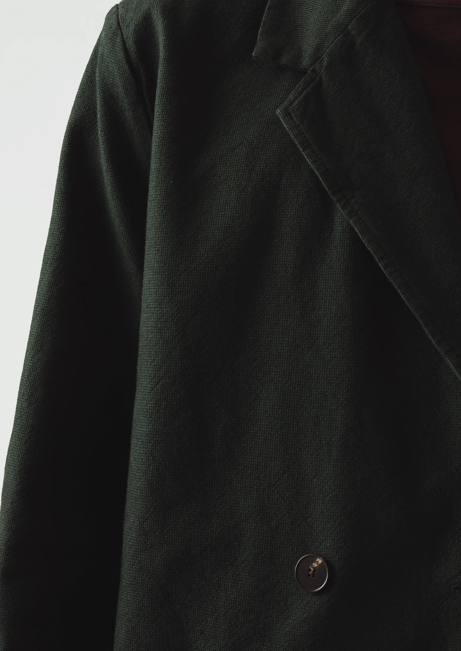 Overdyed Micro Houndstooth Cotton Blazer | Oil Green - Image 6