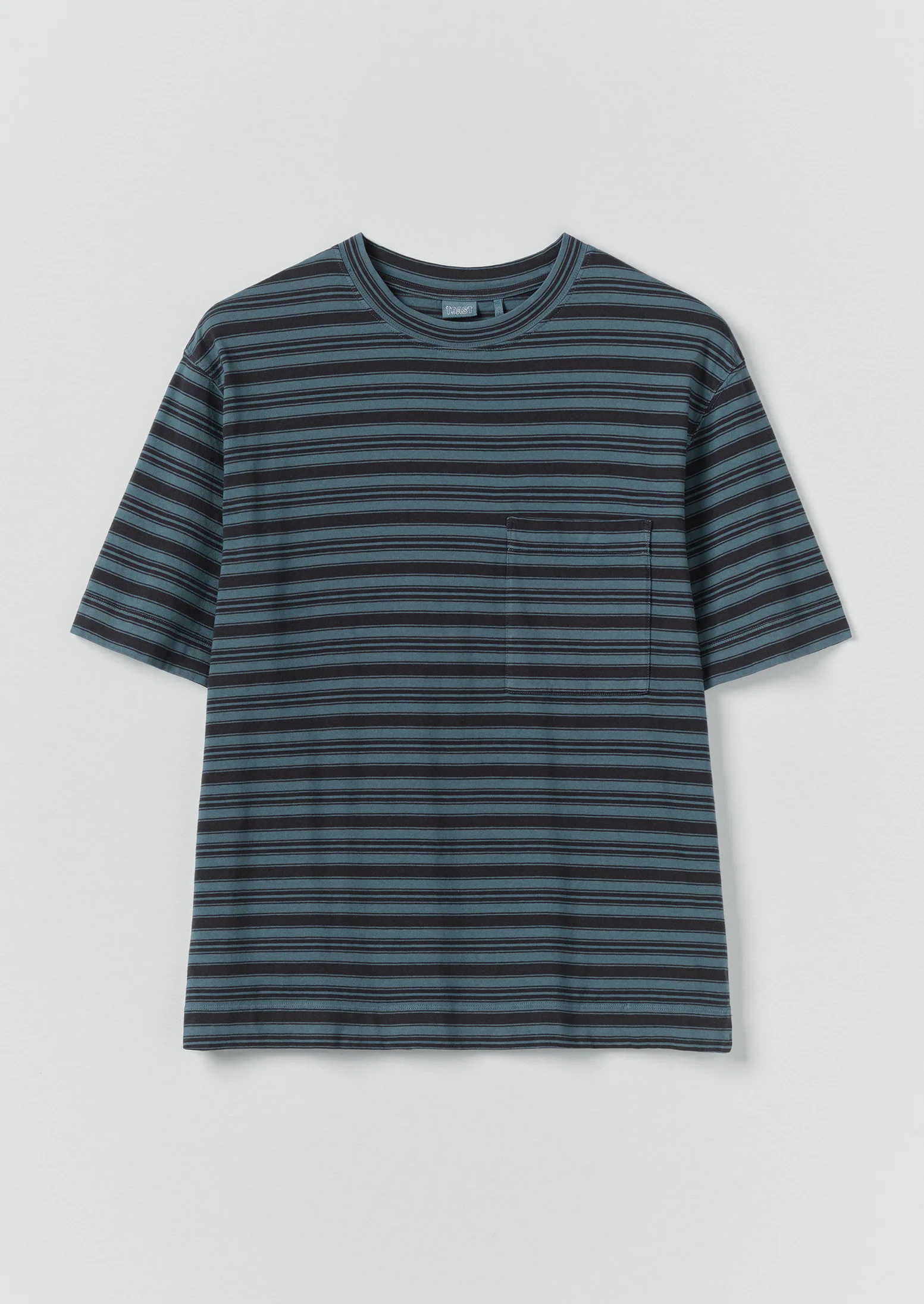 Overdyed Stripe Organic Cotton Tee | Blue Graphite/Mazarine Blue