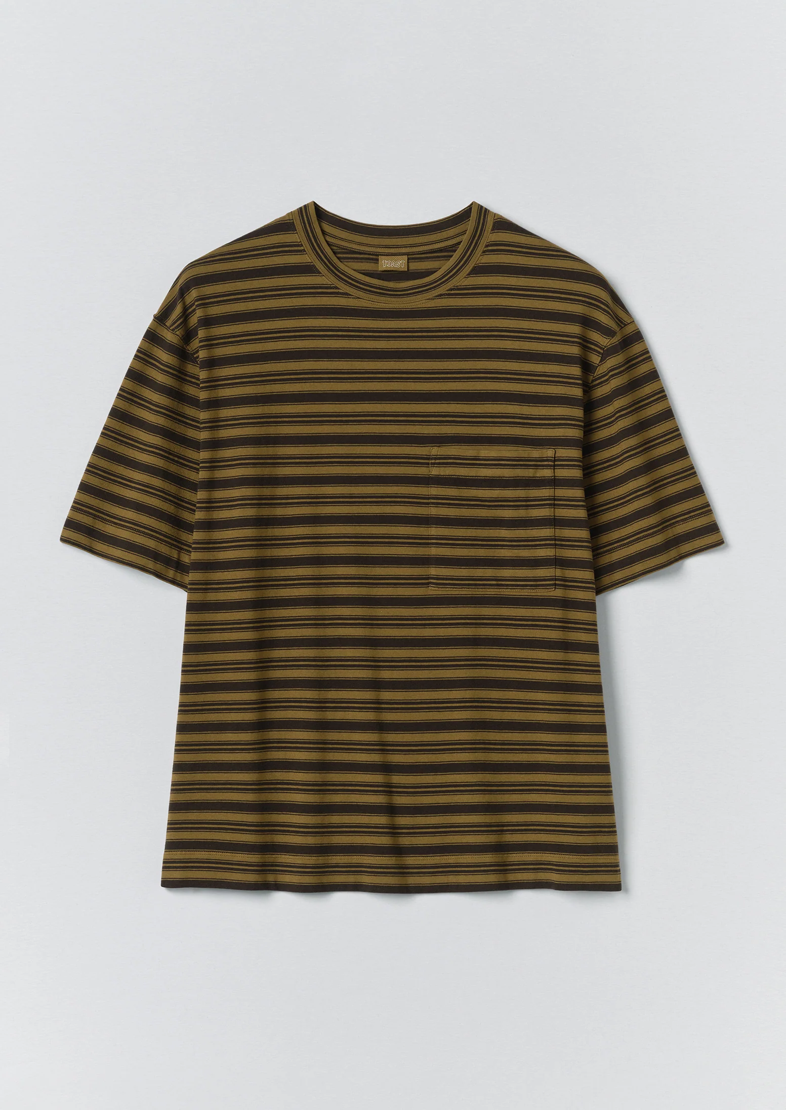 Overdyed Stripe Organic Cotton Tee | Blue Graphite/Woodland Green