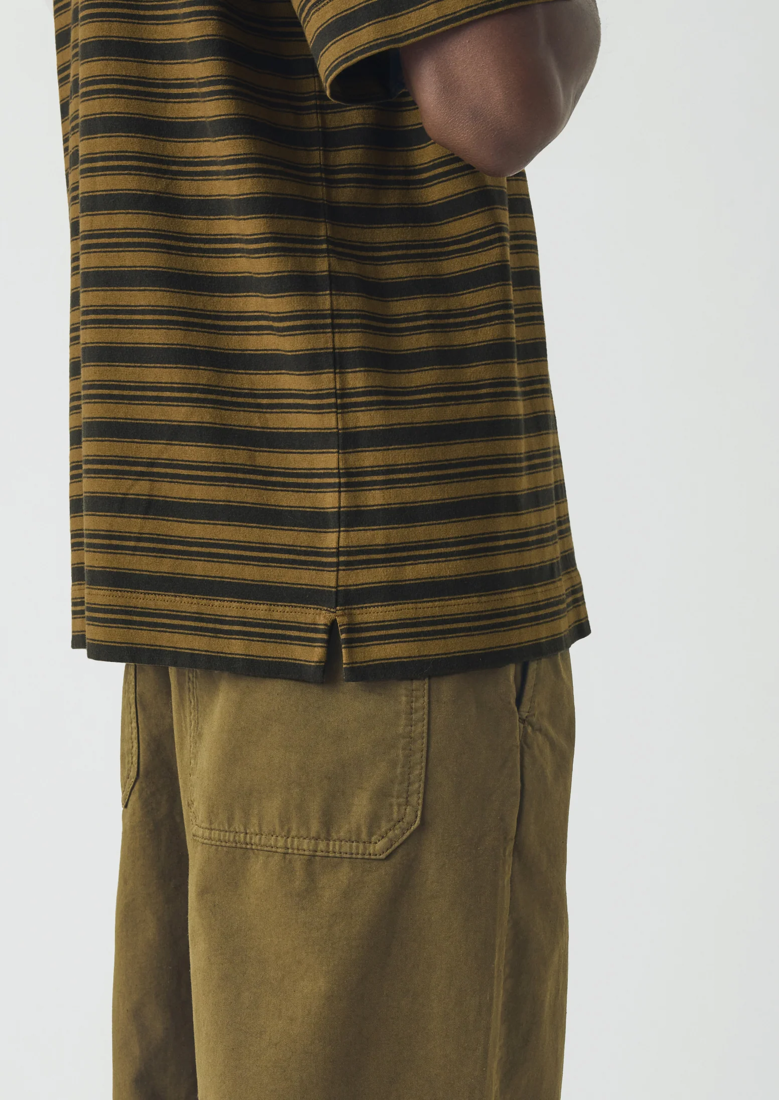 Overdyed Stripe Organic Cotton Tee | Blue Graphite/Woodland Green - Image 5