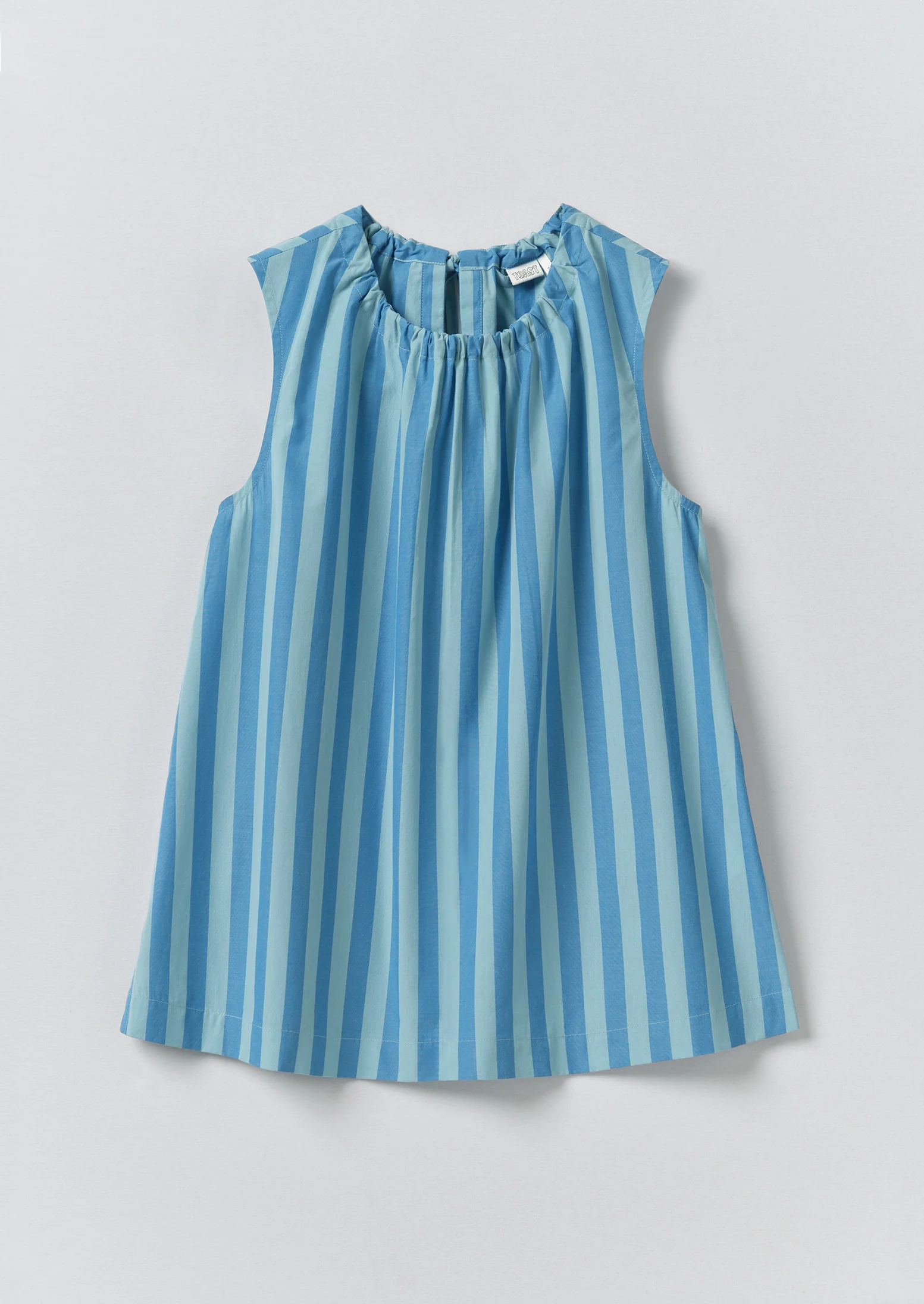 Oyo Stripe Gathered Cotton Tank | Aqua/Cornflower