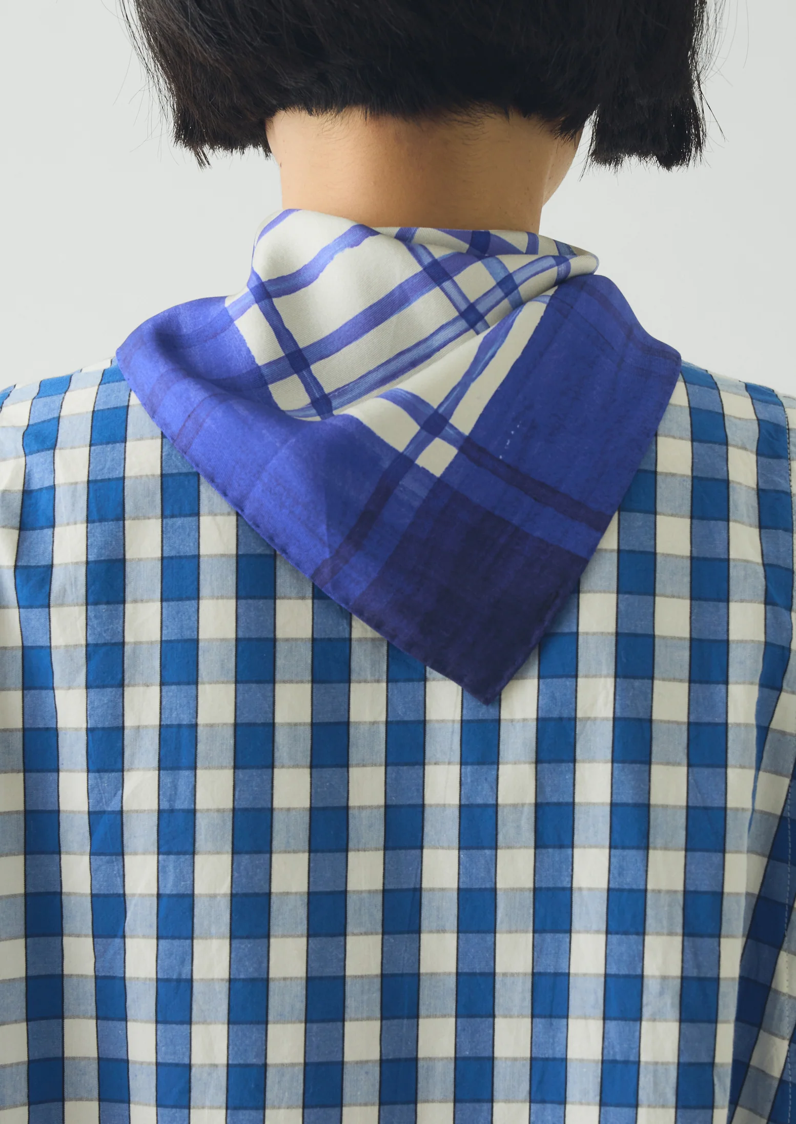Painted Table Cloth Silk Bandana | Cobalt - Image 2