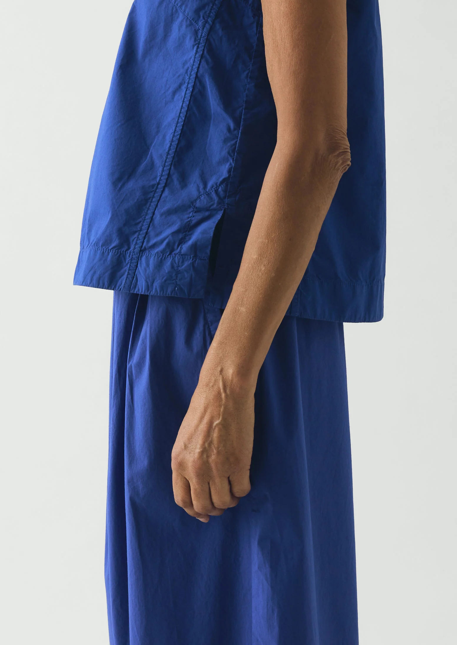 Panelled Garment Dyed Sleeveless Top | Carmine Blue - Image 4