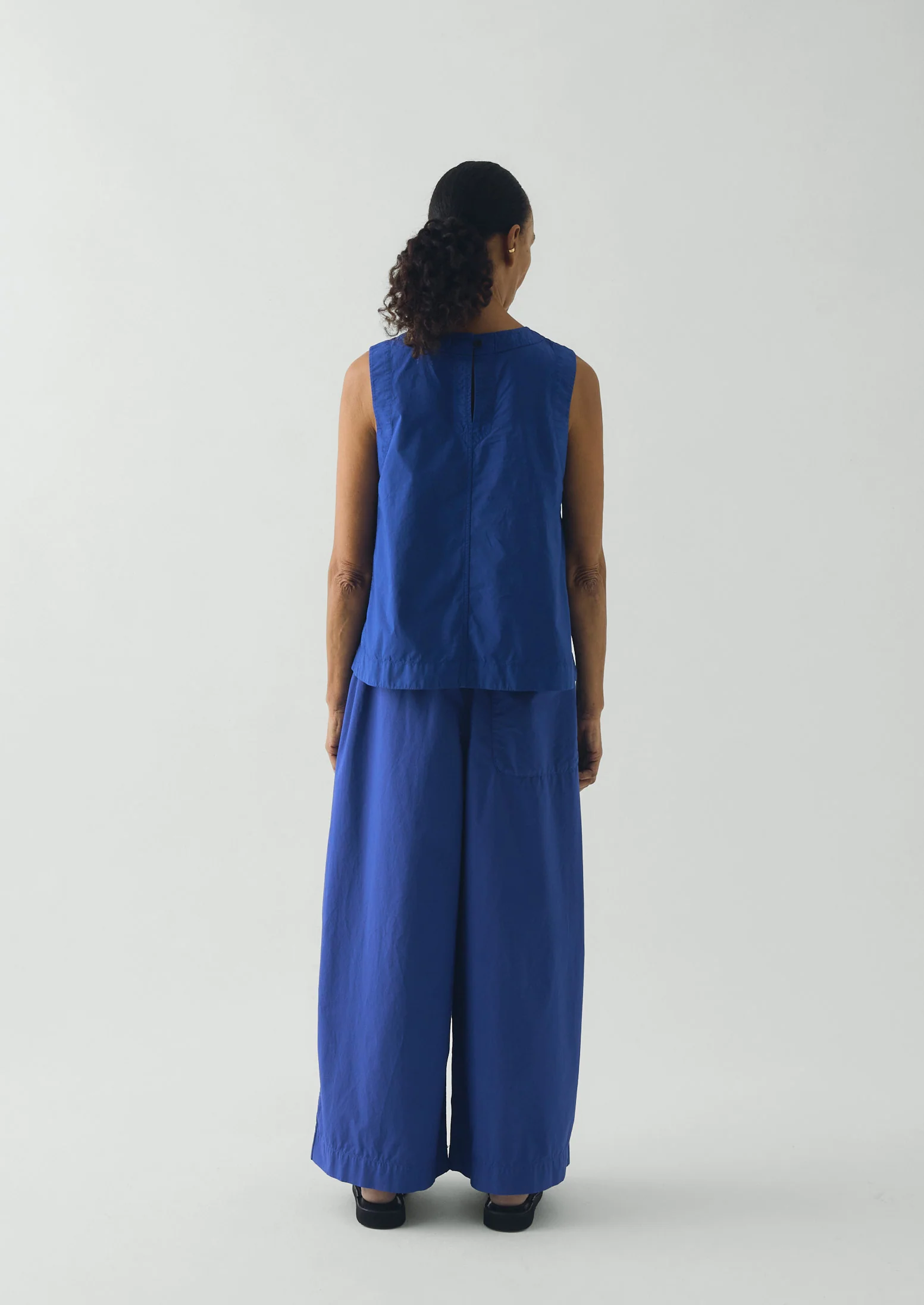Panelled Garment Dyed Sleeveless Top | Carmine Blue - Image 5