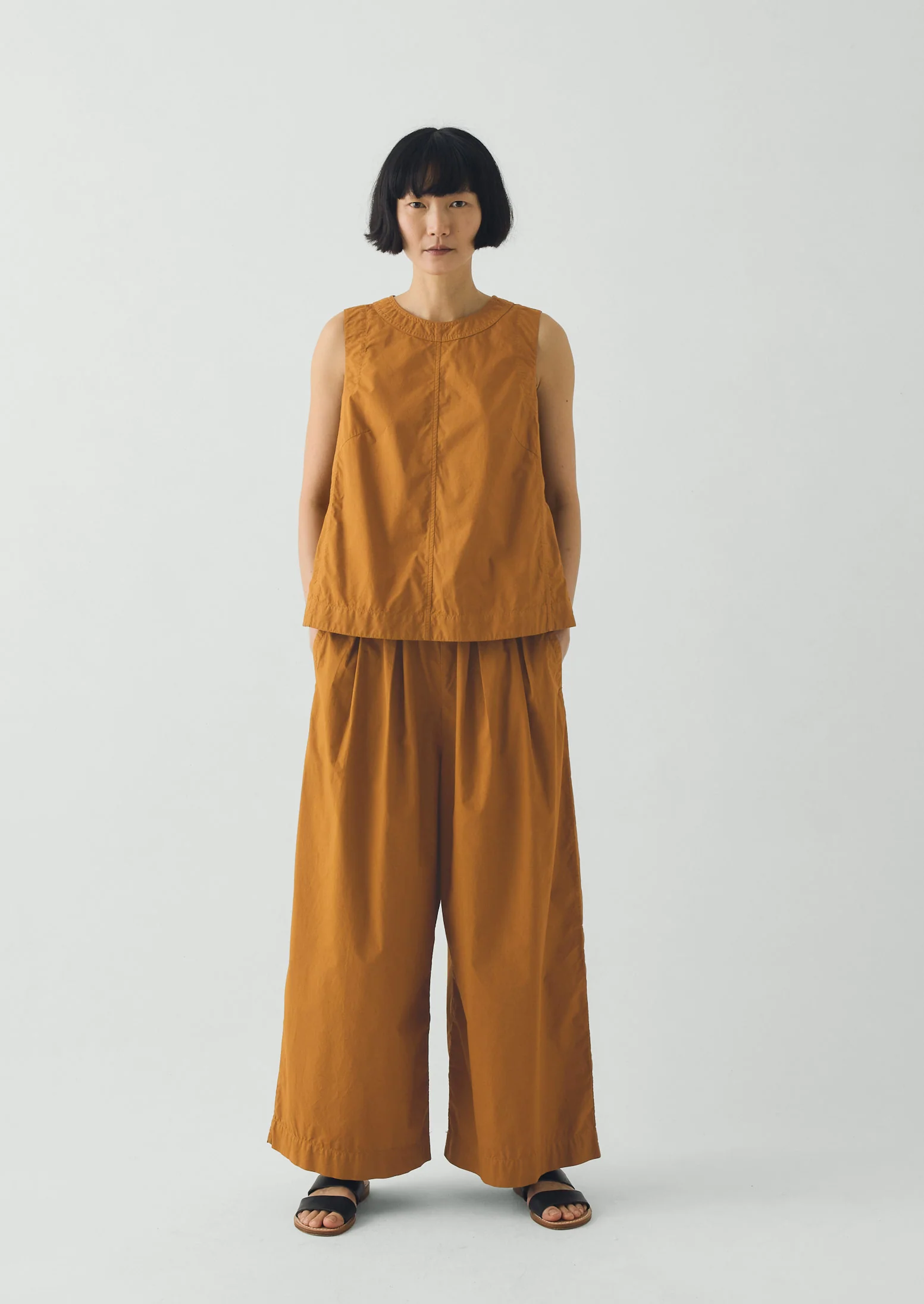 Panelled Garment Dyed Sleeveless Top | Dhal - Image 2