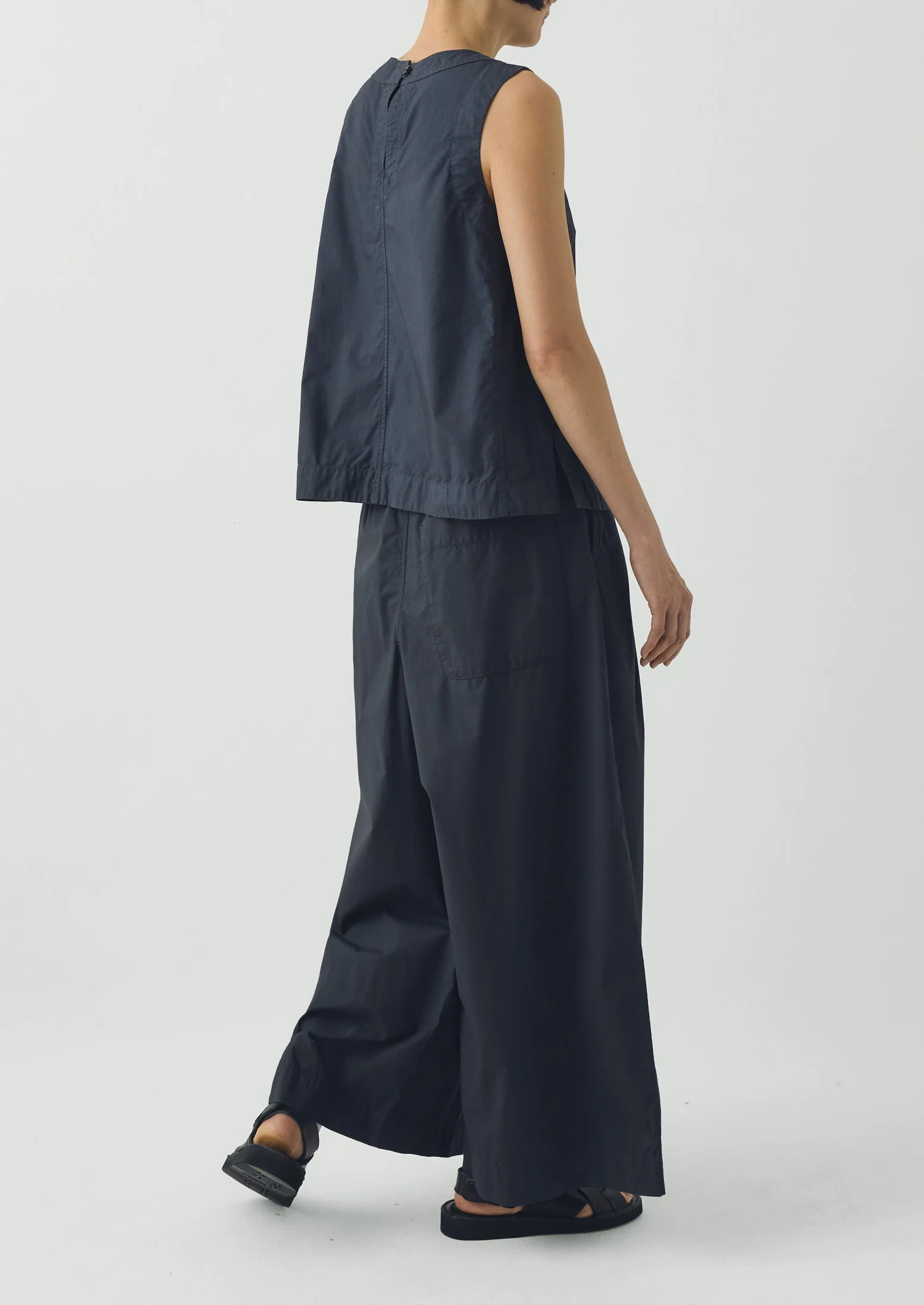 Panelled Garment Dyed Sleeveless Top | Slate - Image 3