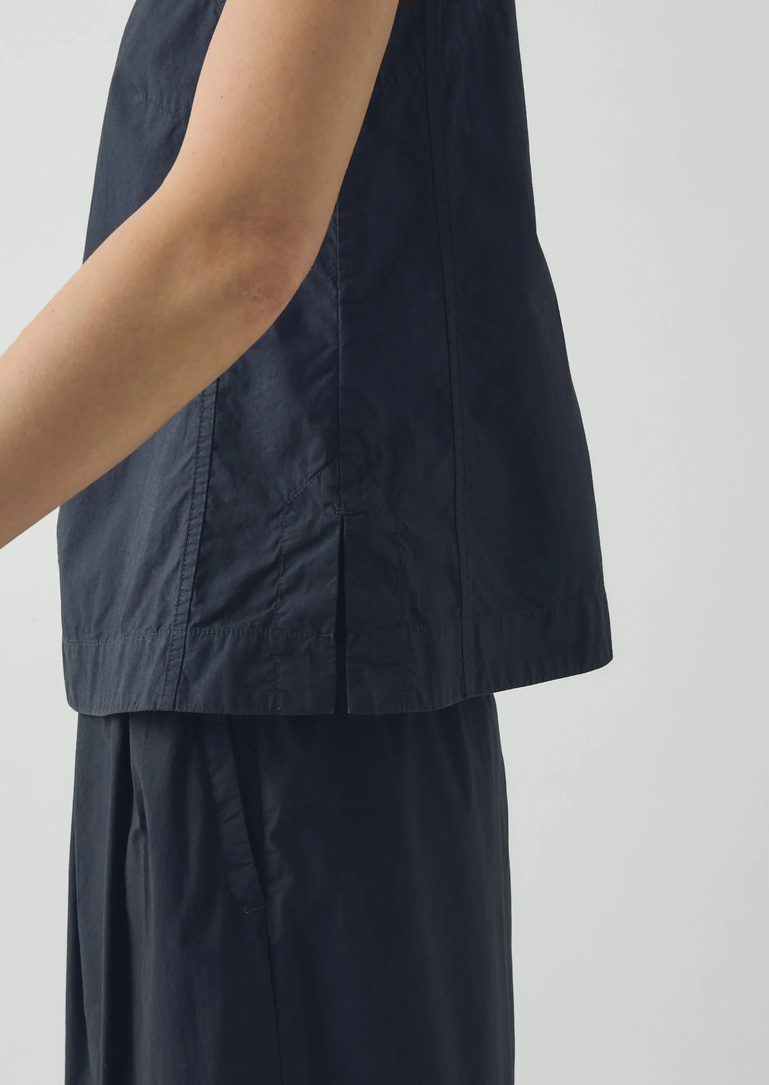 Panelled Garment Dyed Sleeveless Top | Slate - Image 4