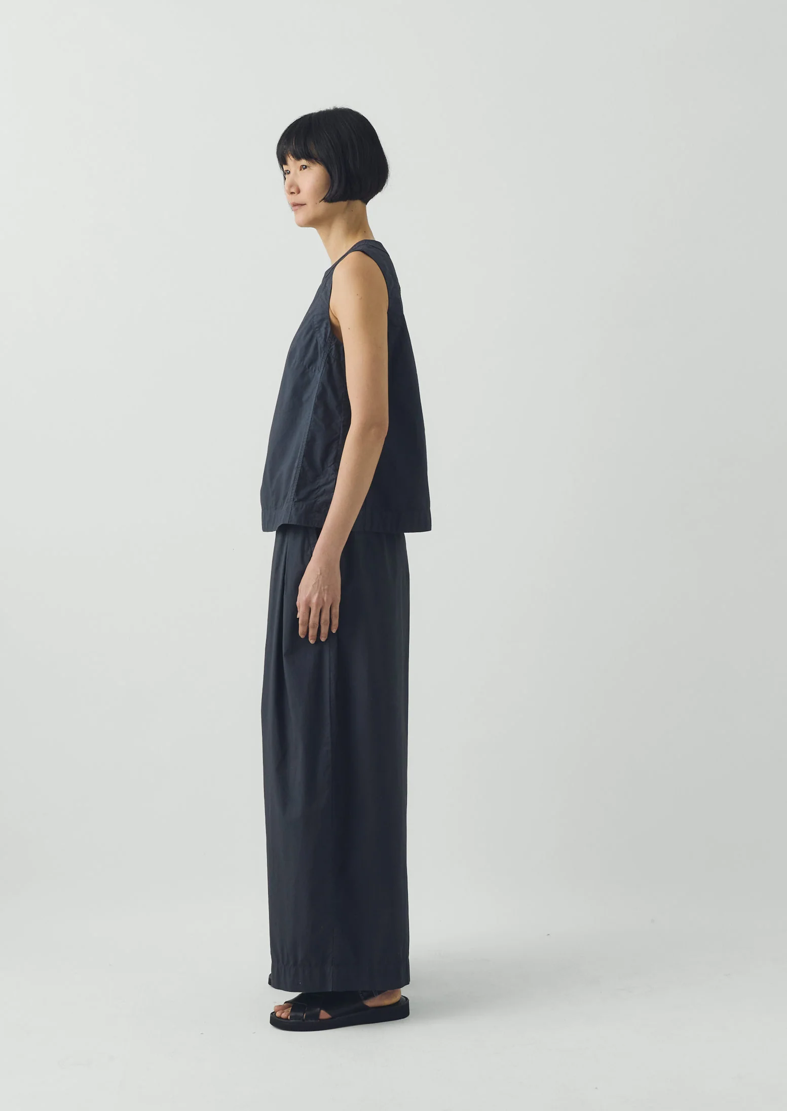 Panelled Garment Dyed Sleeveless Top | Slate - Image 5