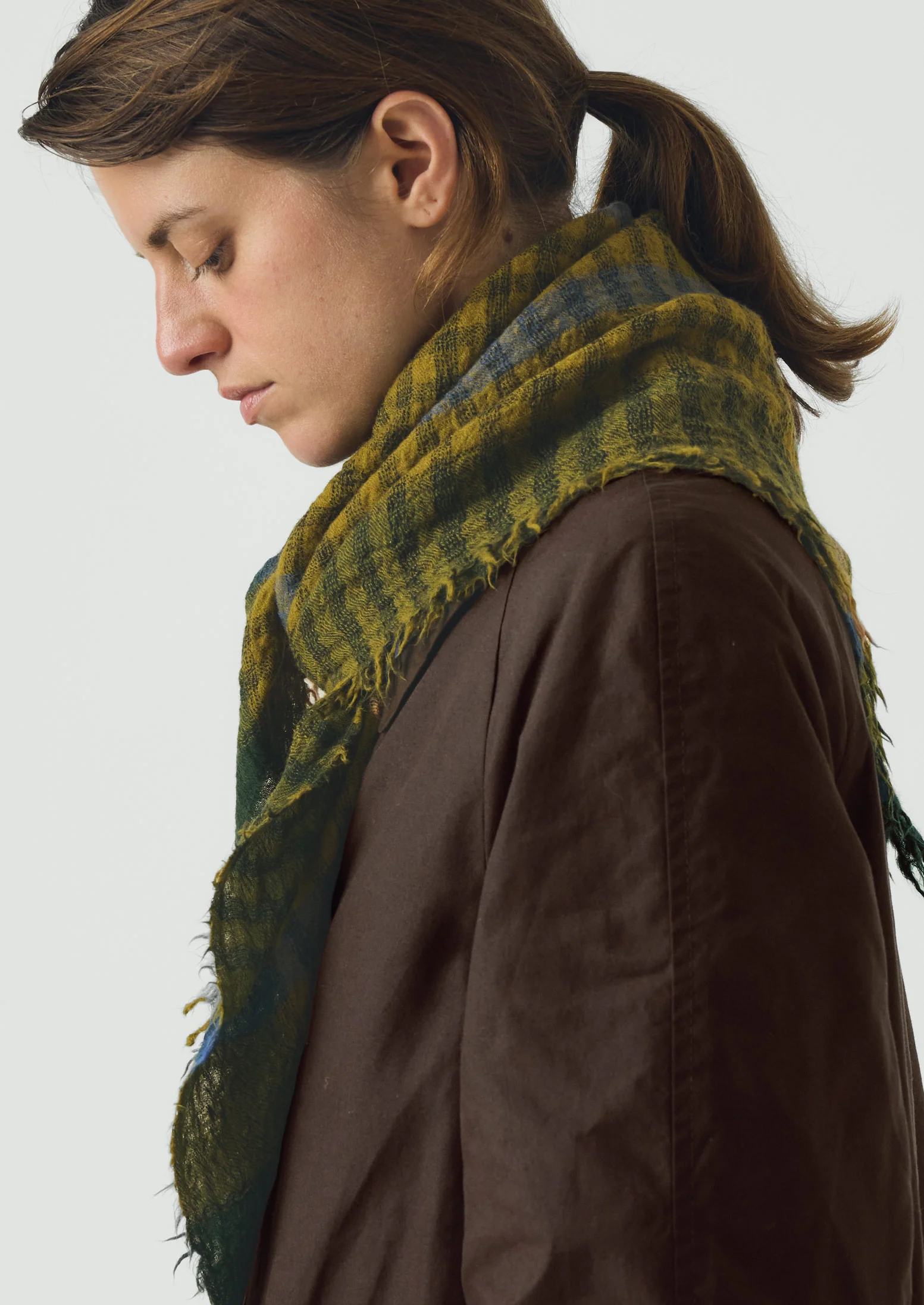 Pantry Check Boiled Wool Scarf | Olive - Image 2