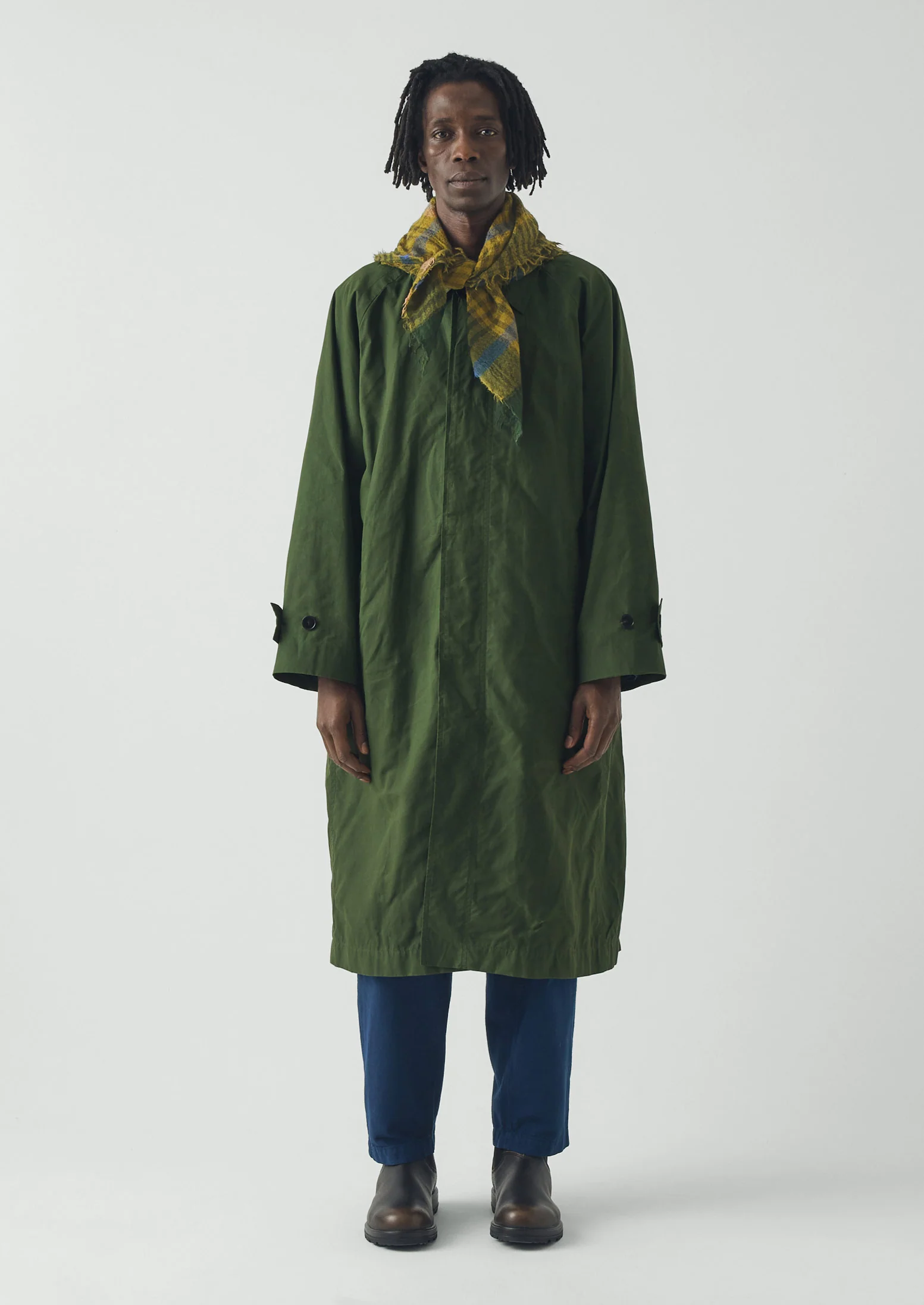 Pantry Check Boiled Wool Scarf | Olive - Image 3