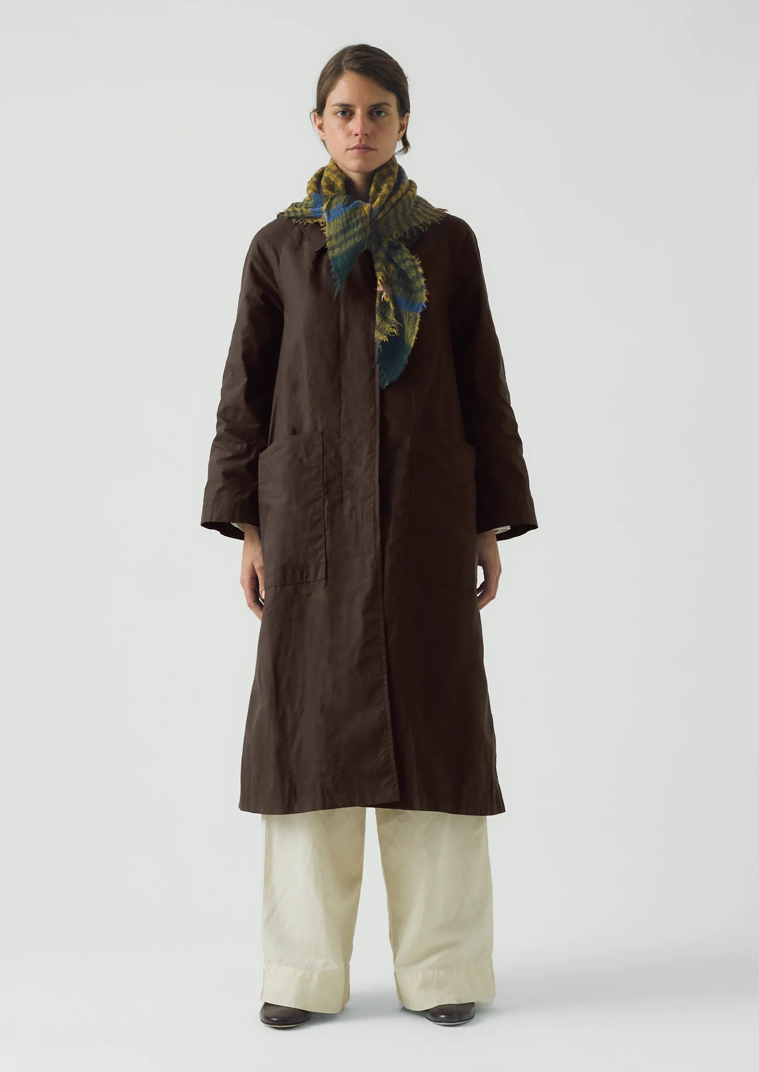 Pantry Check Boiled Wool Scarf | Olive - Image 5