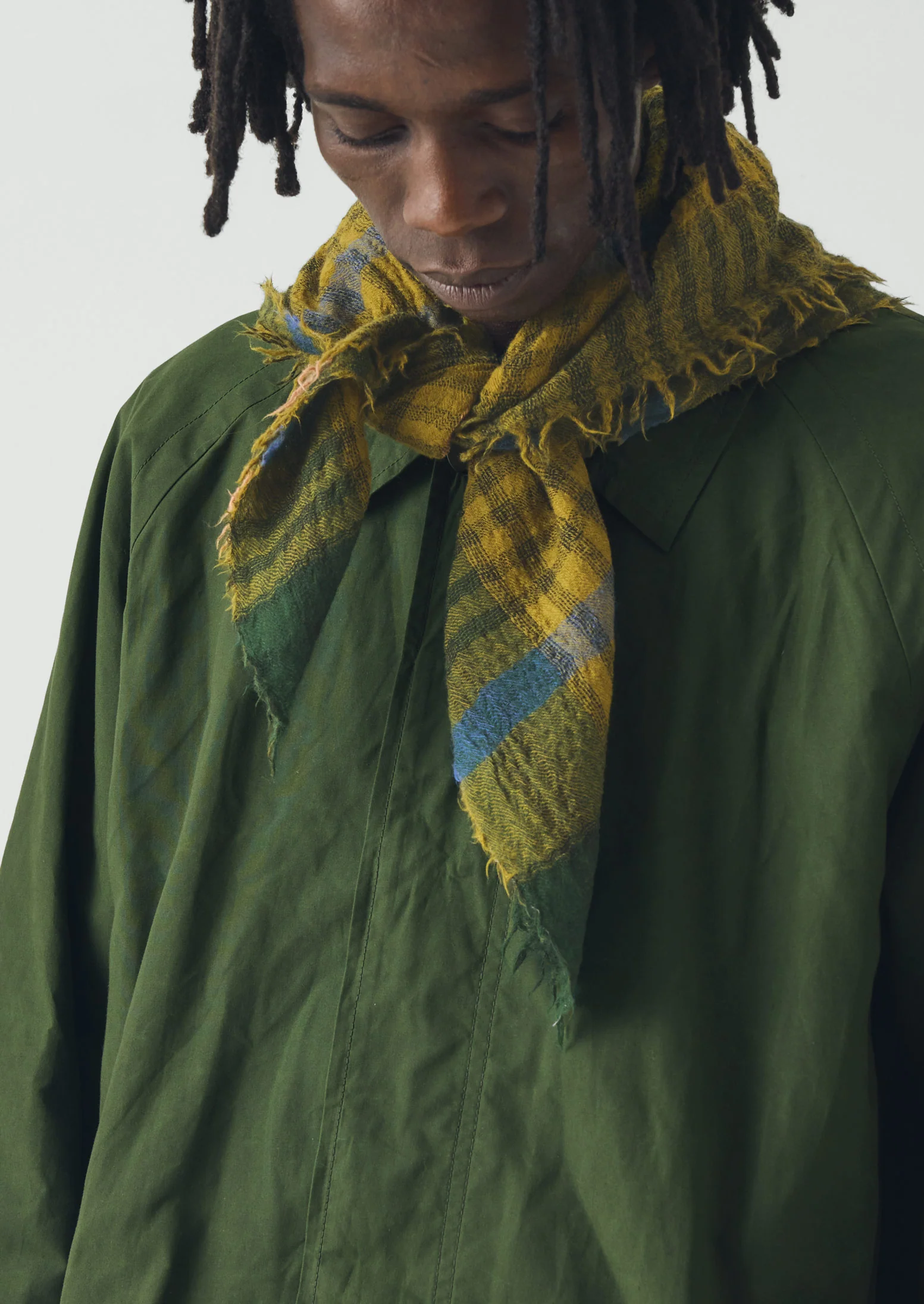 Pantry Check Boiled Wool Scarf | Olive - Image 6