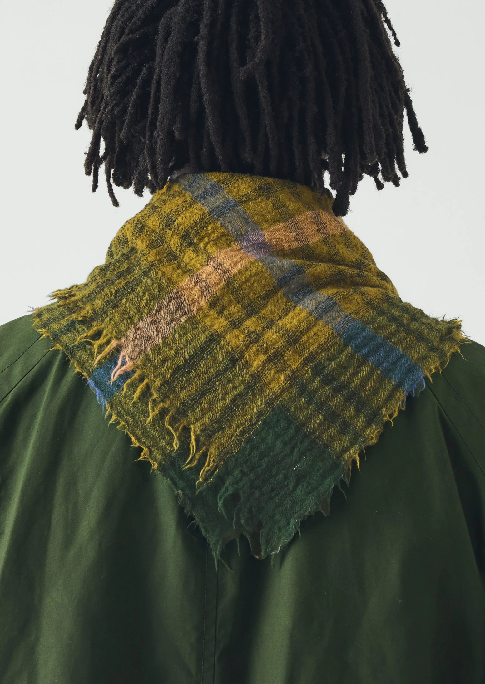 Pantry Check Boiled Wool Scarf | Olive - Image 7