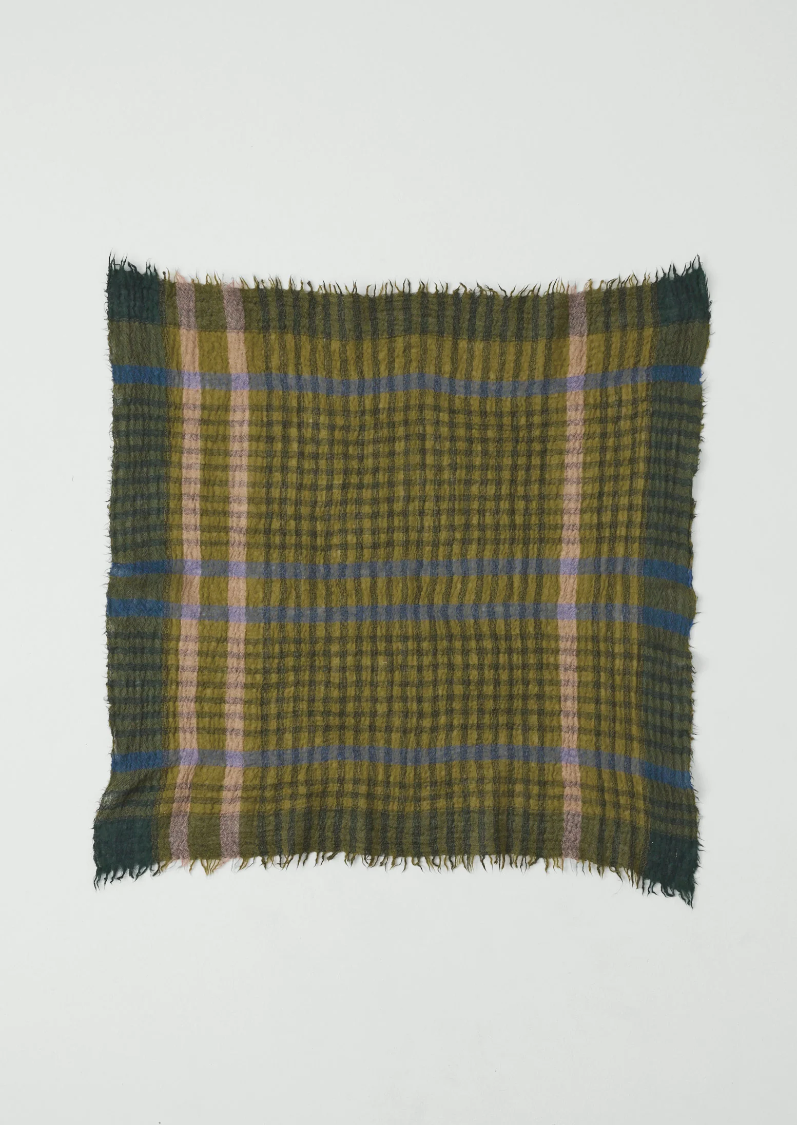 Pantry Check Boiled Wool Scarf | Olive - Image 8
