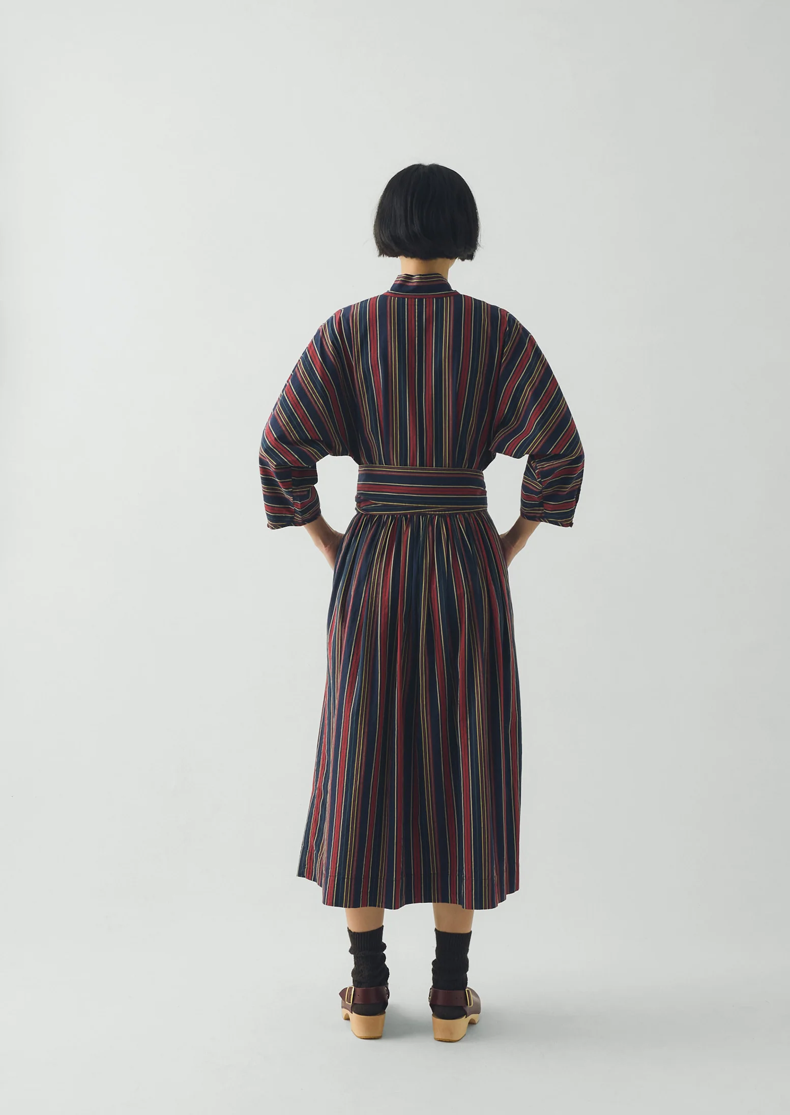 Pantry Stripe Cotton Wrap Dress | Provence Blue - Image 5