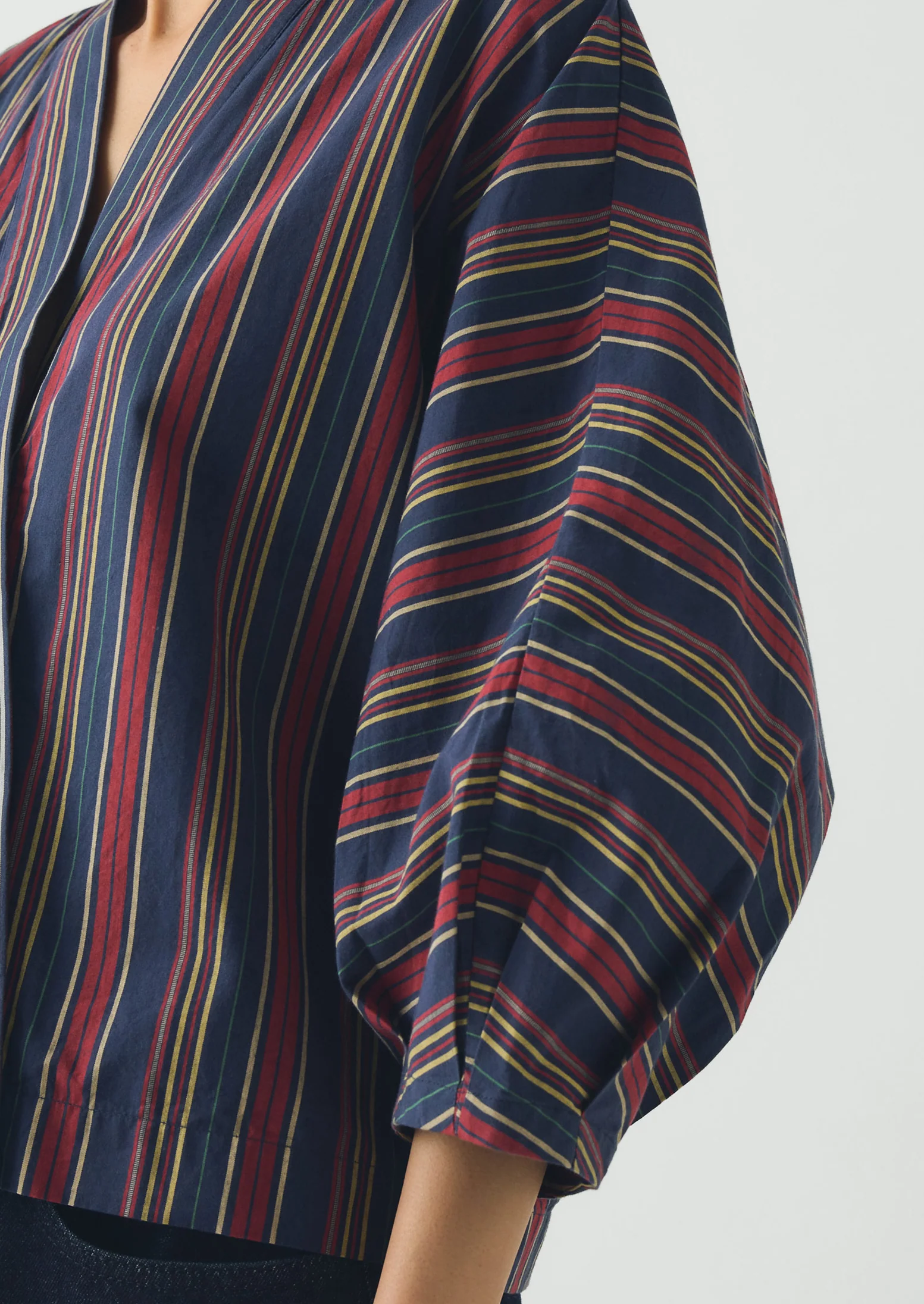 Pantry Stripe Cotton Wrap Shirt | Provencal Blue - Image 3