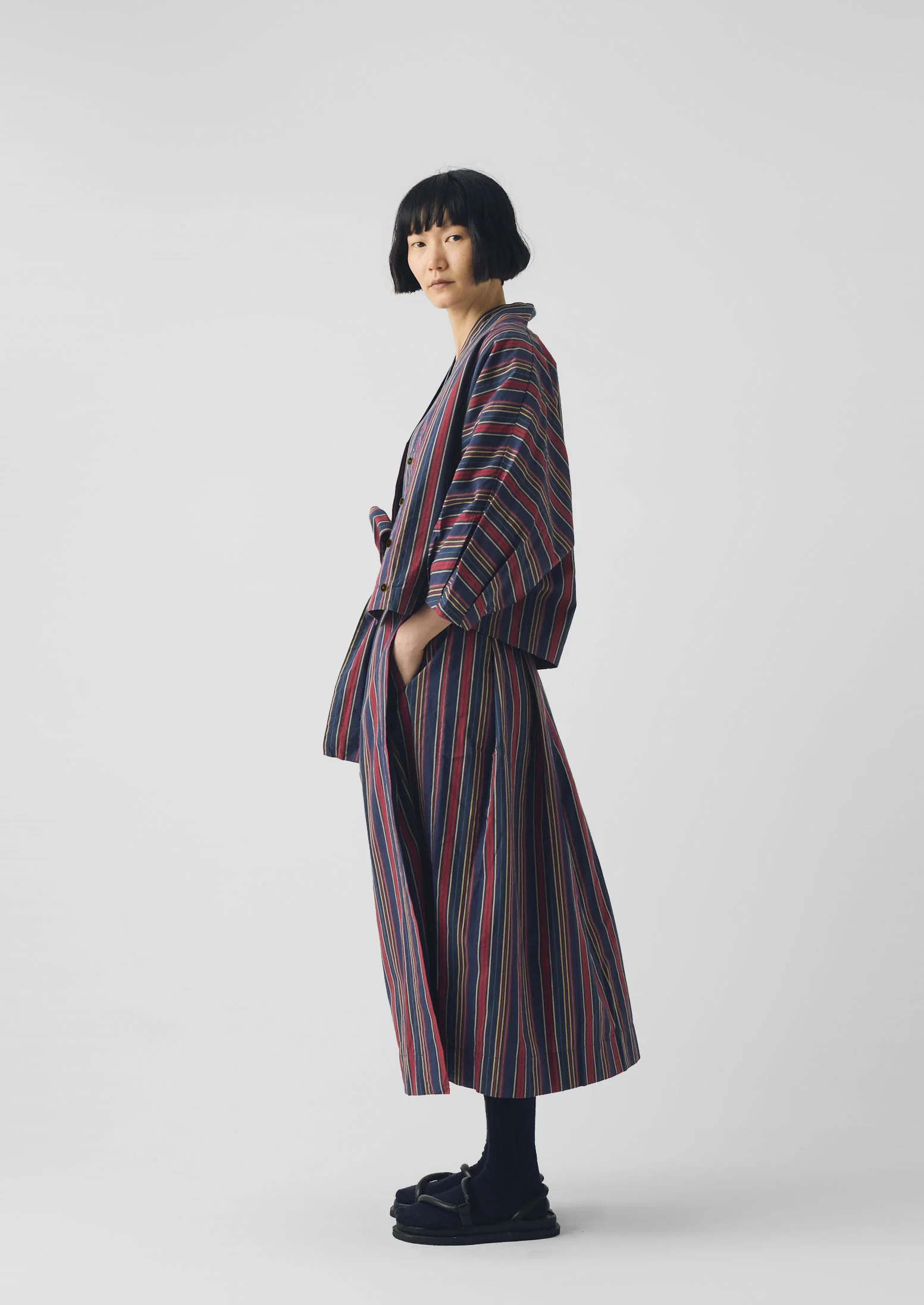 Pantry Stripe Cotton Wrap Shirt | Provencal Blue - Image 6