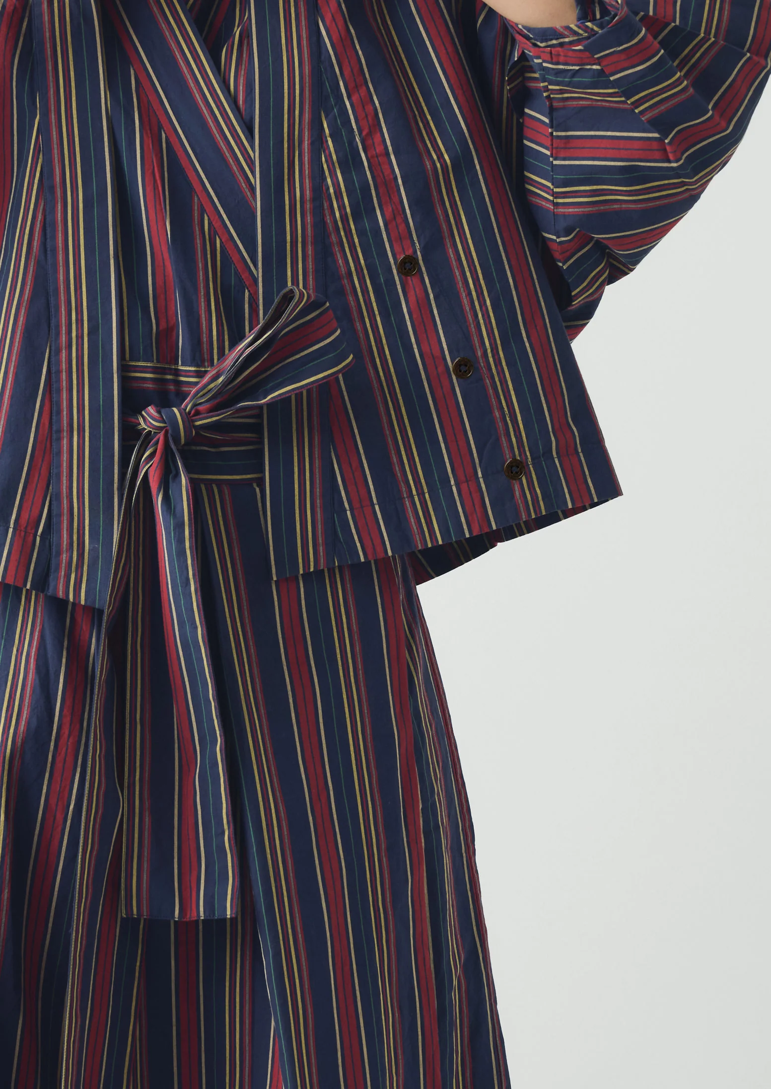 Pantry Stripe Cotton Wrap Shirt | Provencal Blue - Image 7