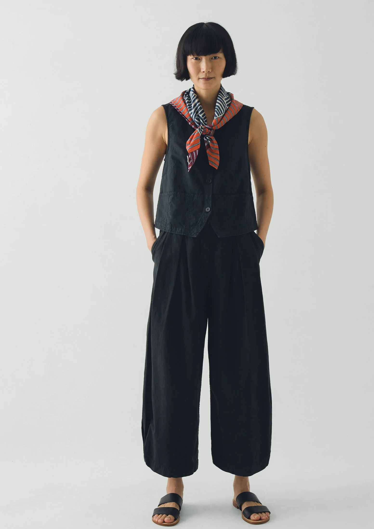 Patchwork Stripe Block Print Bandana | Verdigris/Multi - Image 4