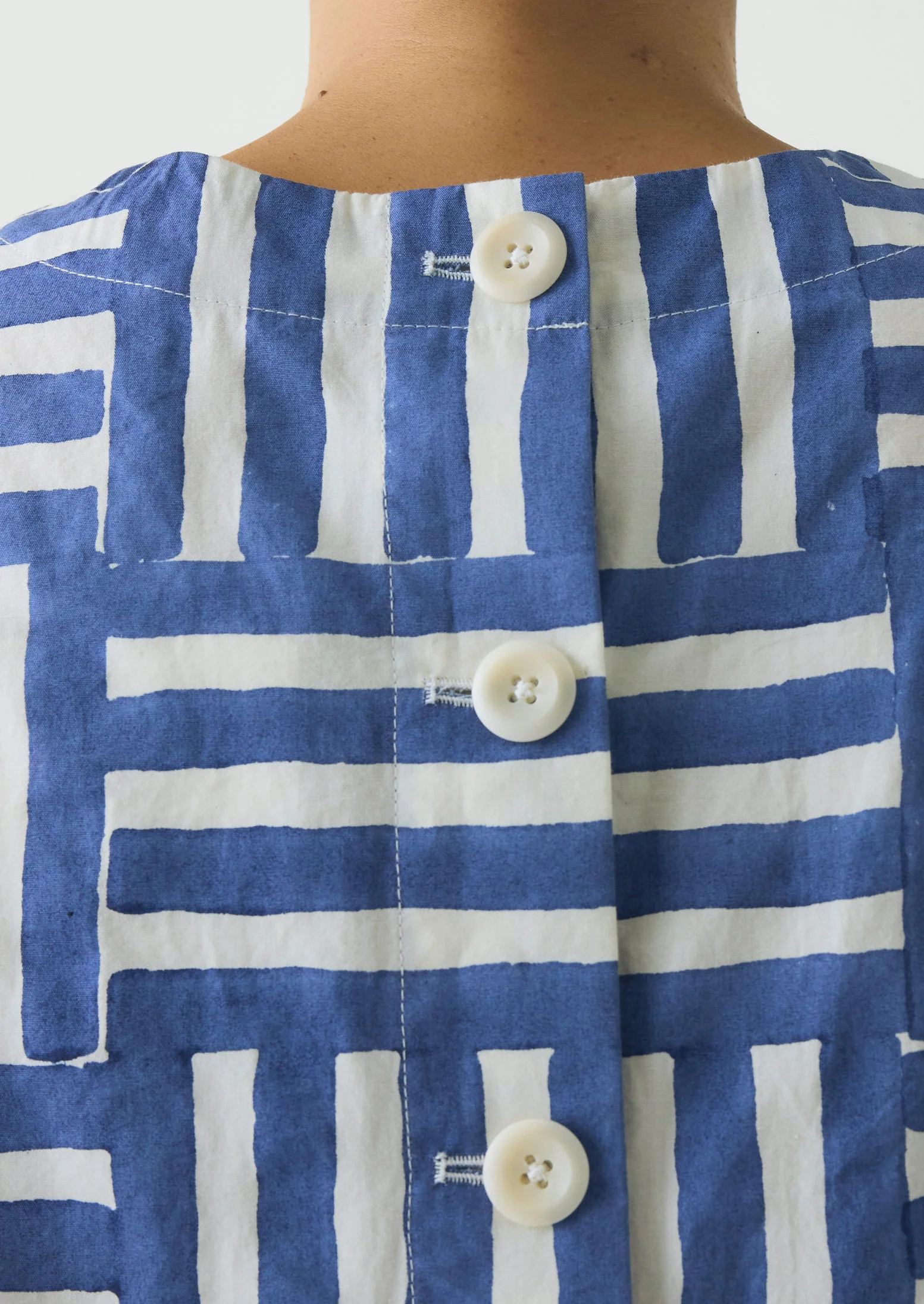 Patchwork Stripe Block Print Top | Deep Cornflower - Image 3