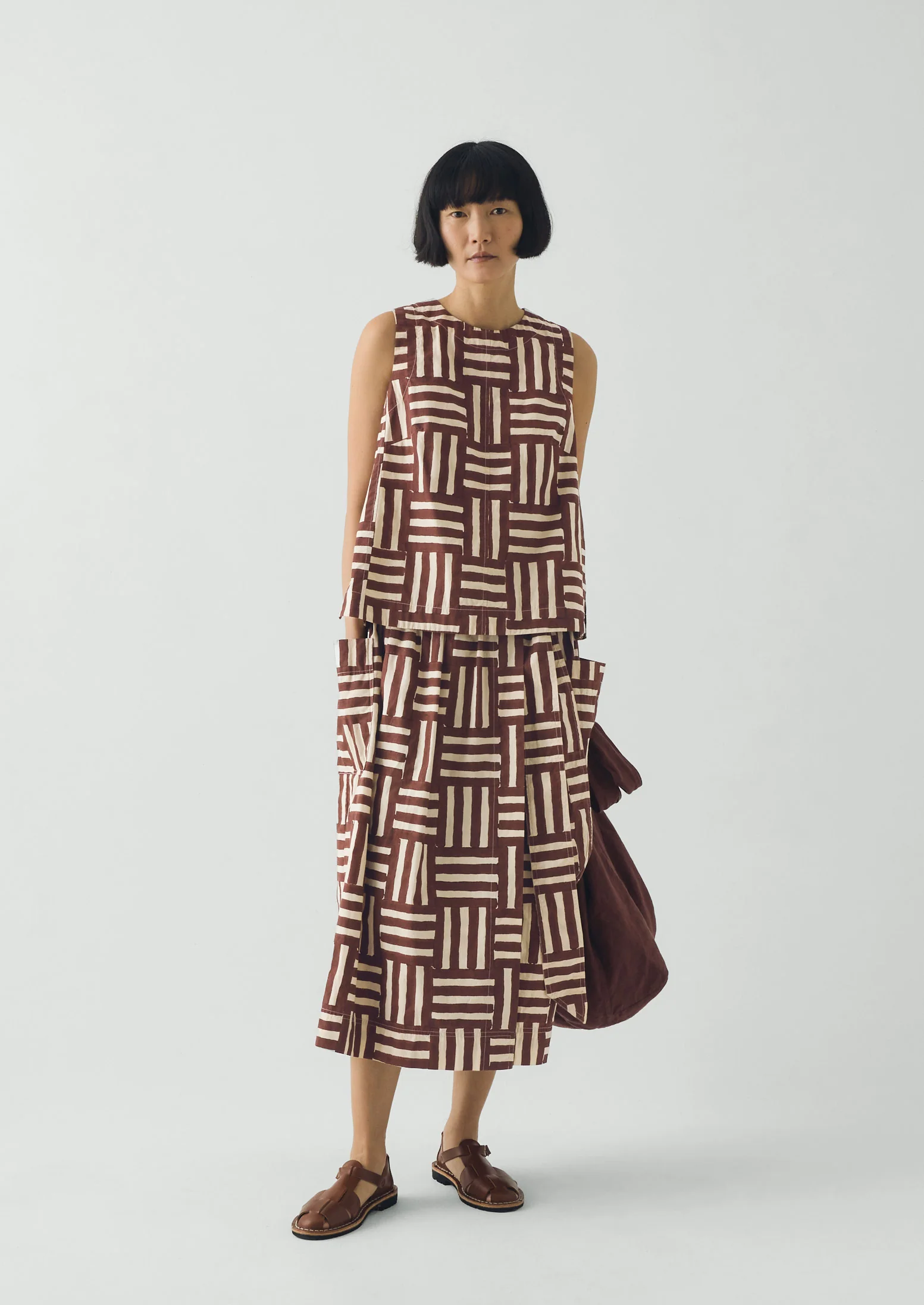 Patchwork Stripe Block Print Top | Sable - Image 3