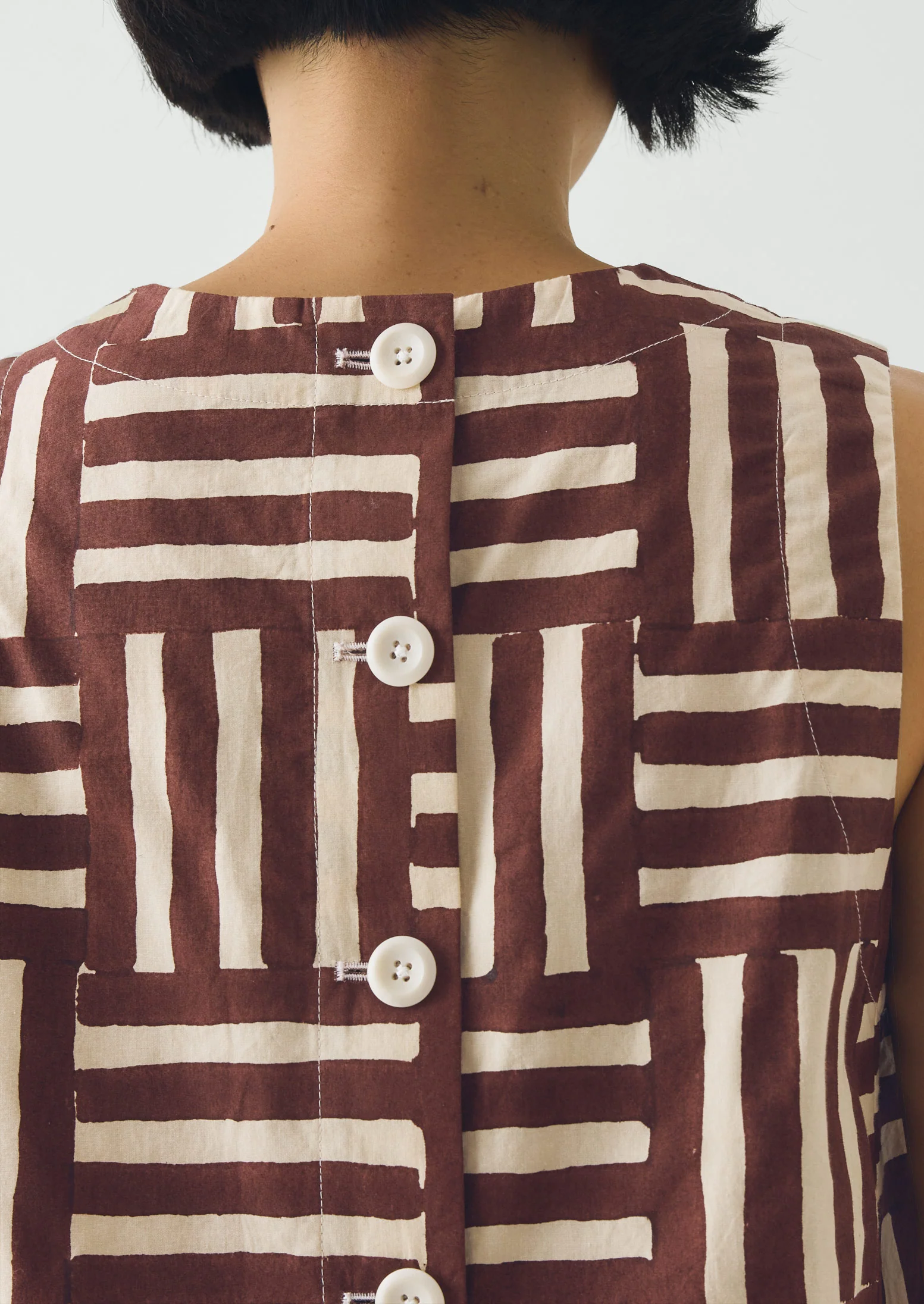 Patchwork Stripe Block Print Top | Sable - Image 4