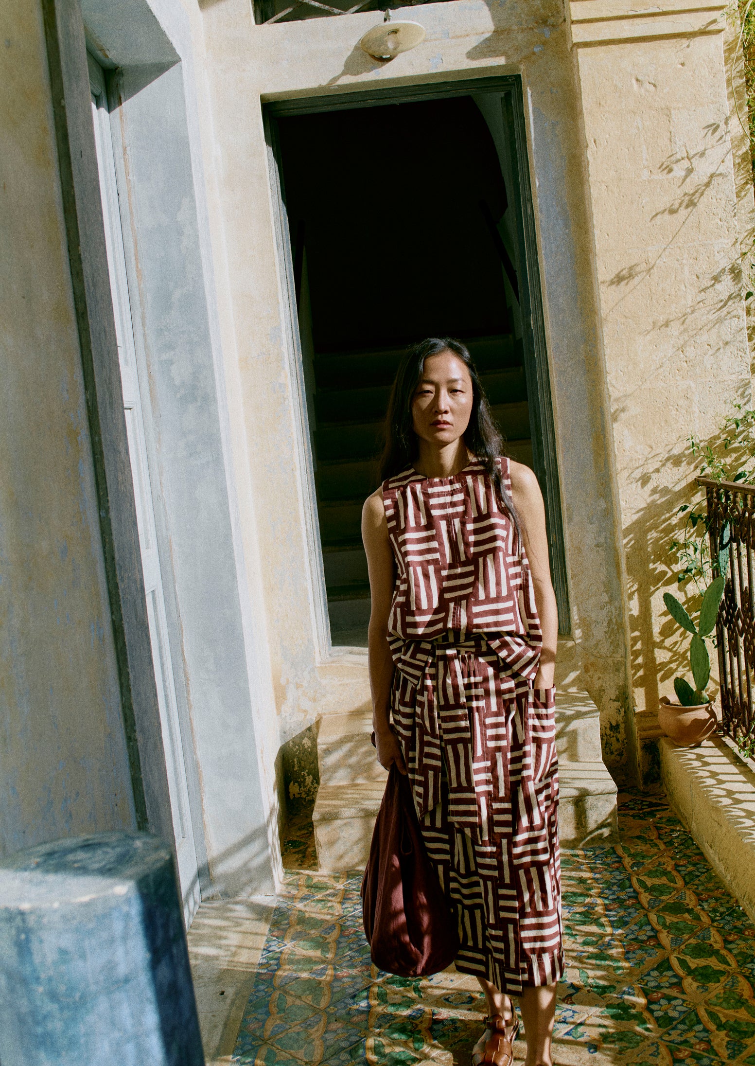 Patchwork Stripe Block Print Top | Sable - Image 7