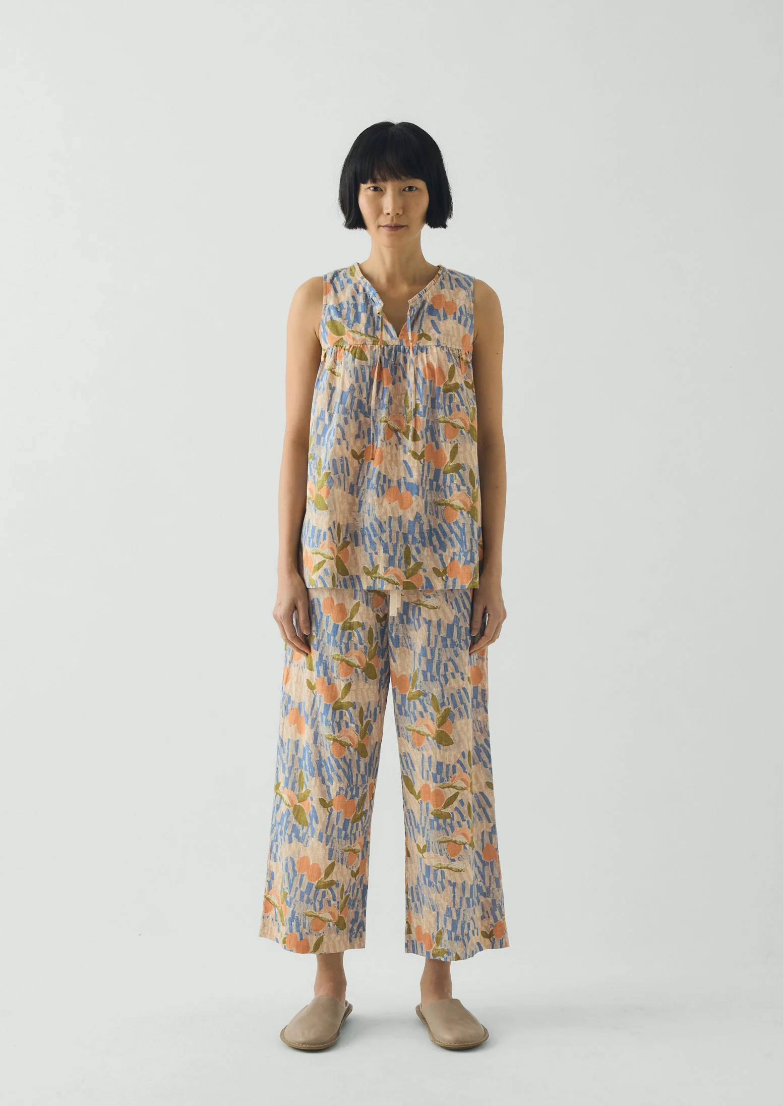 Picnic Print Cotton Pyjamas | Ecru/Multi - Image 3