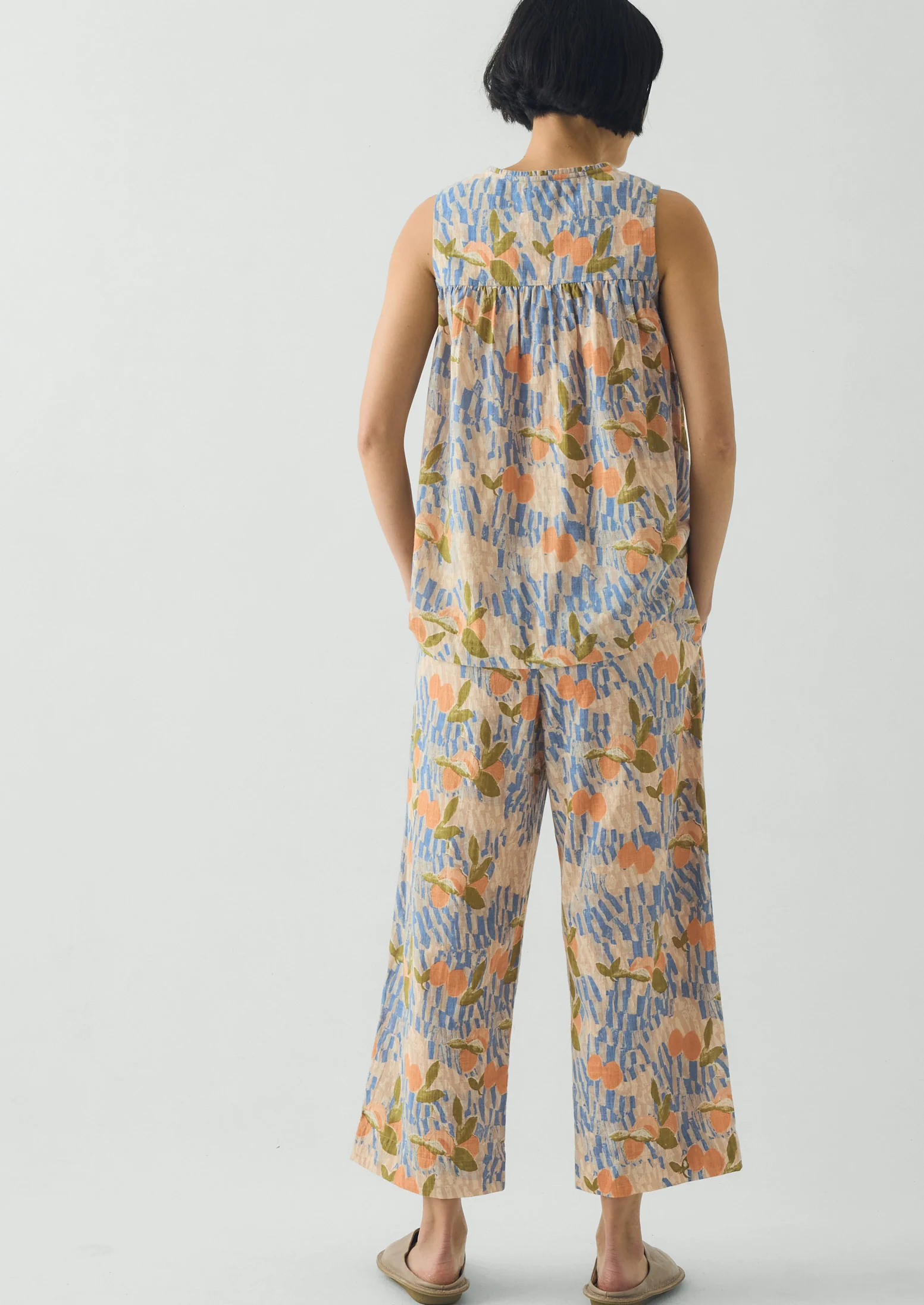 Picnic Print Cotton Pyjamas | Ecru/Multi - Image 4