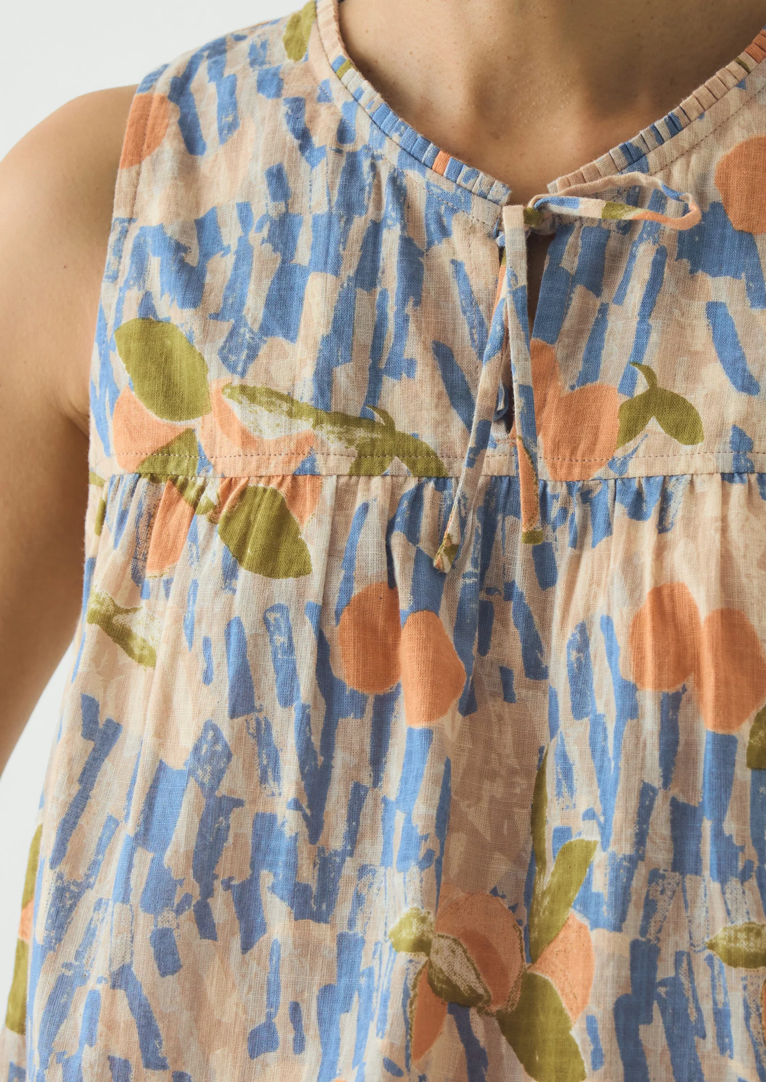 Picnic Print Cotton Pyjamas | Ecru/Multi - Image 5