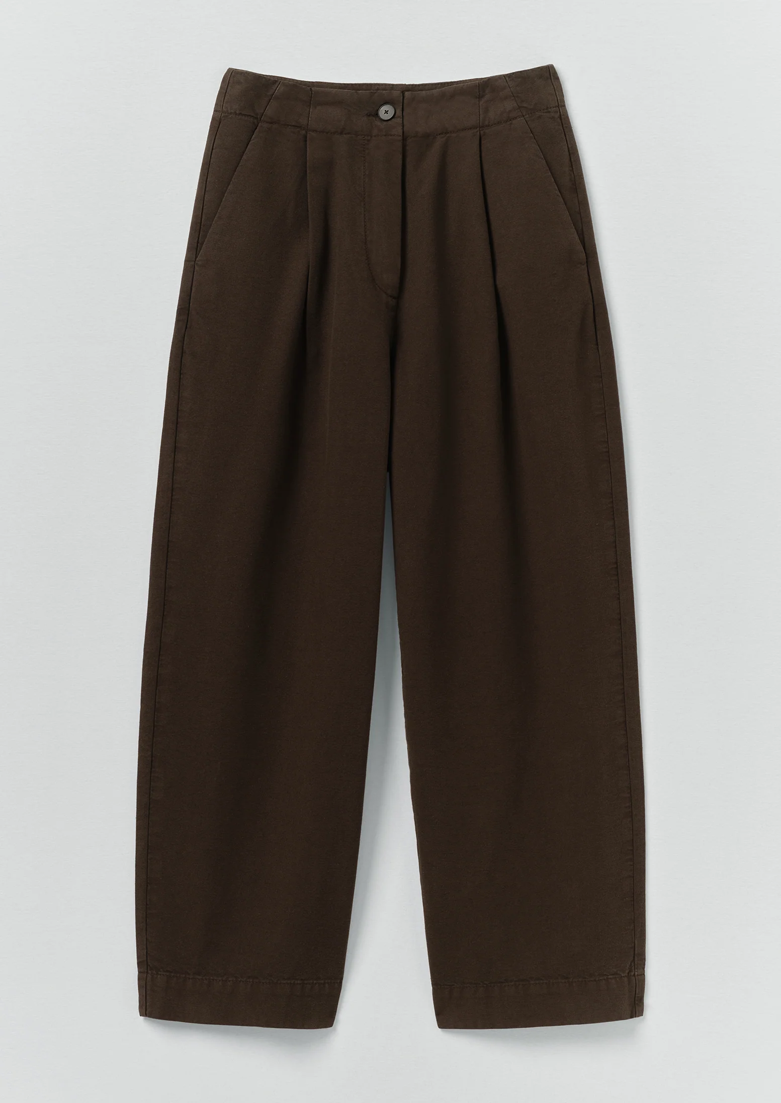 Pleat Front Garment Dyed Cotton Trousers | Black Walnut