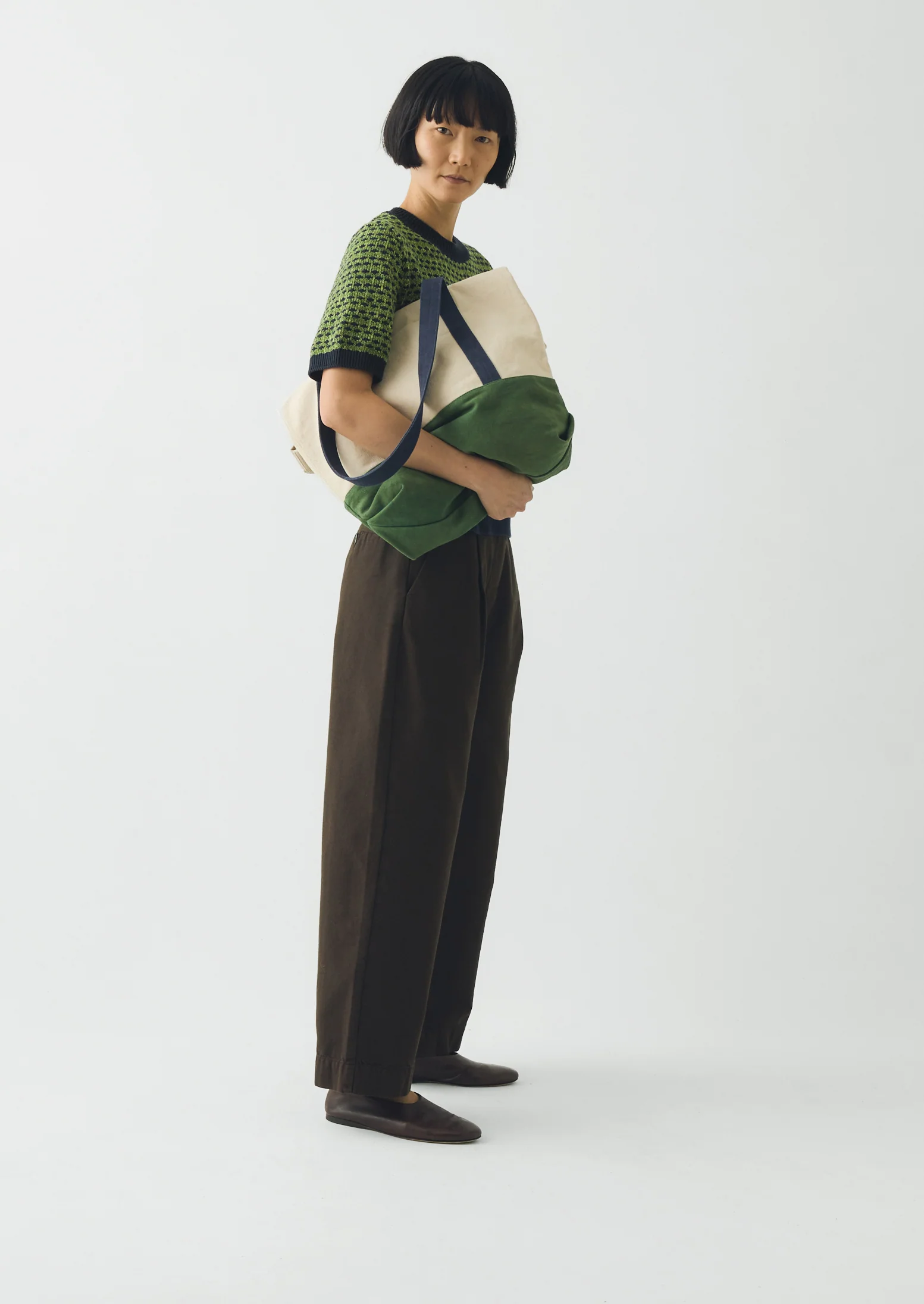 Pleat Front Garment Dyed Cotton Trousers | Black Walnut - Image 4