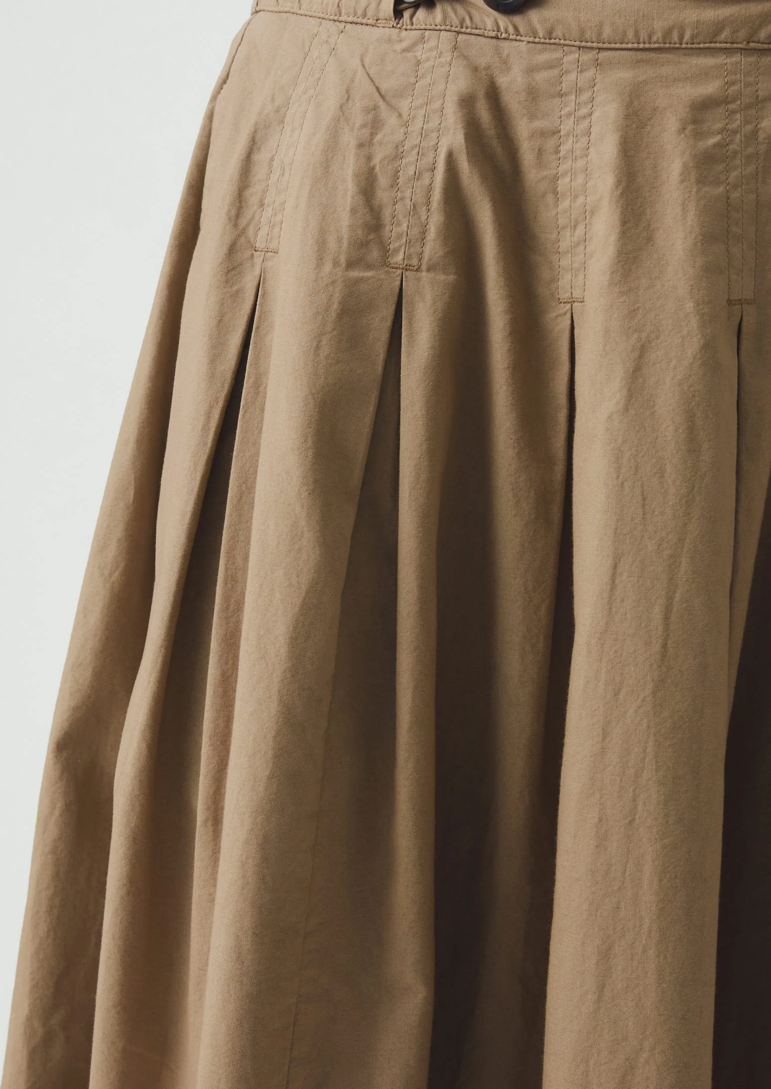 Pleated Cotton Linen Poplin Skirt | Ash Brown - Image 6
