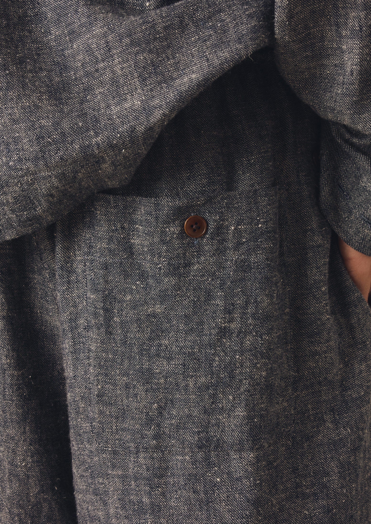 Pleated Linen Cotton Twill Trousers | Navy/Ecru - Image 5