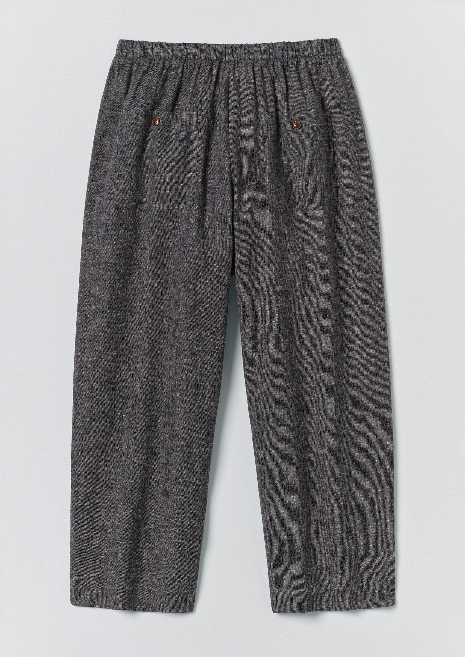 Pleated Linen Cotton Twill Trousers | Navy/Ecru - Image 7
