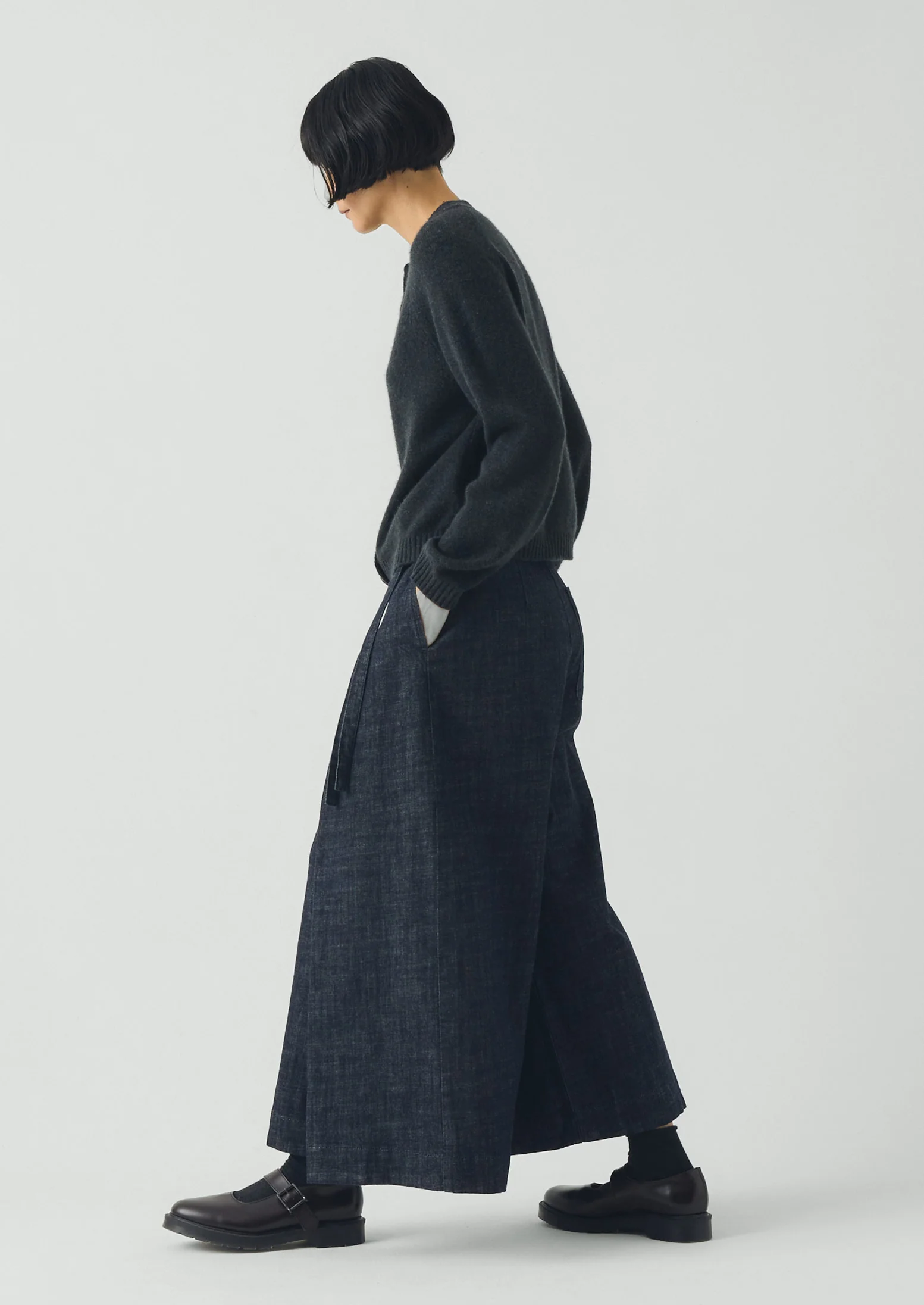 Pleated Wrap Denim Culottes | Indigo - Image 3