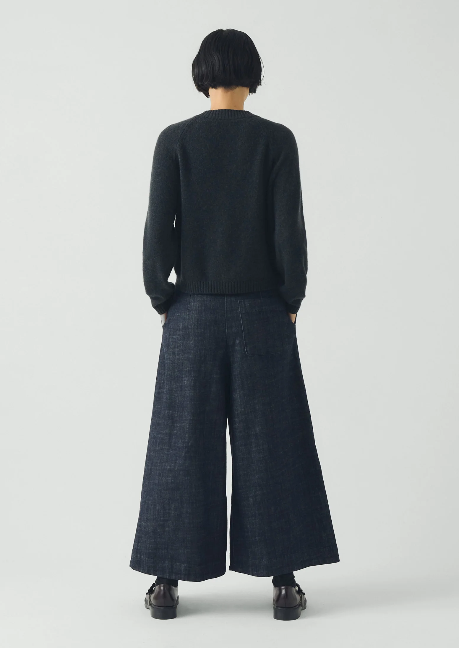 Pleated Wrap Denim Culottes | Indigo - Image 5