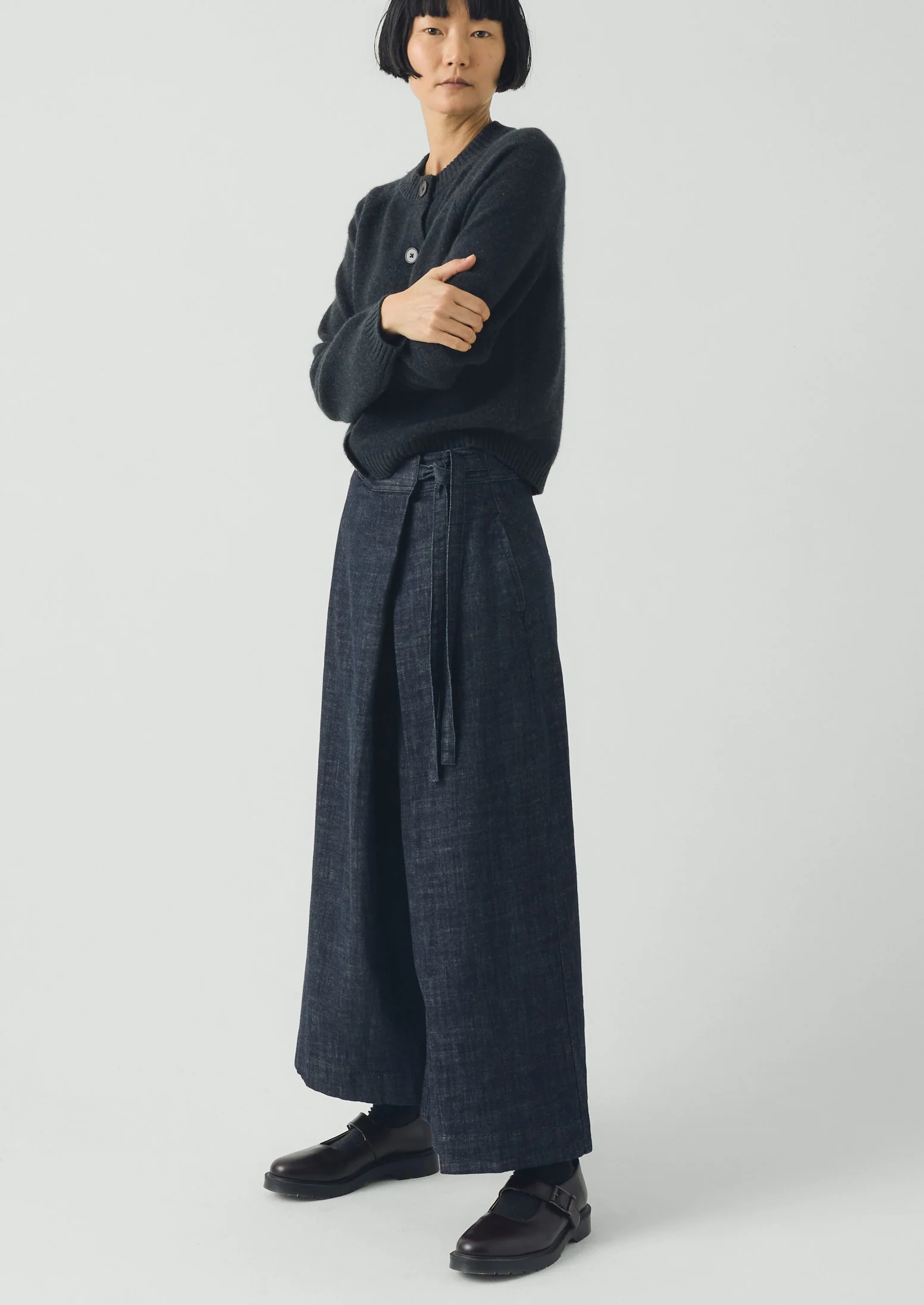 Pleated Wrap Denim Culottes | Indigo - Image 6