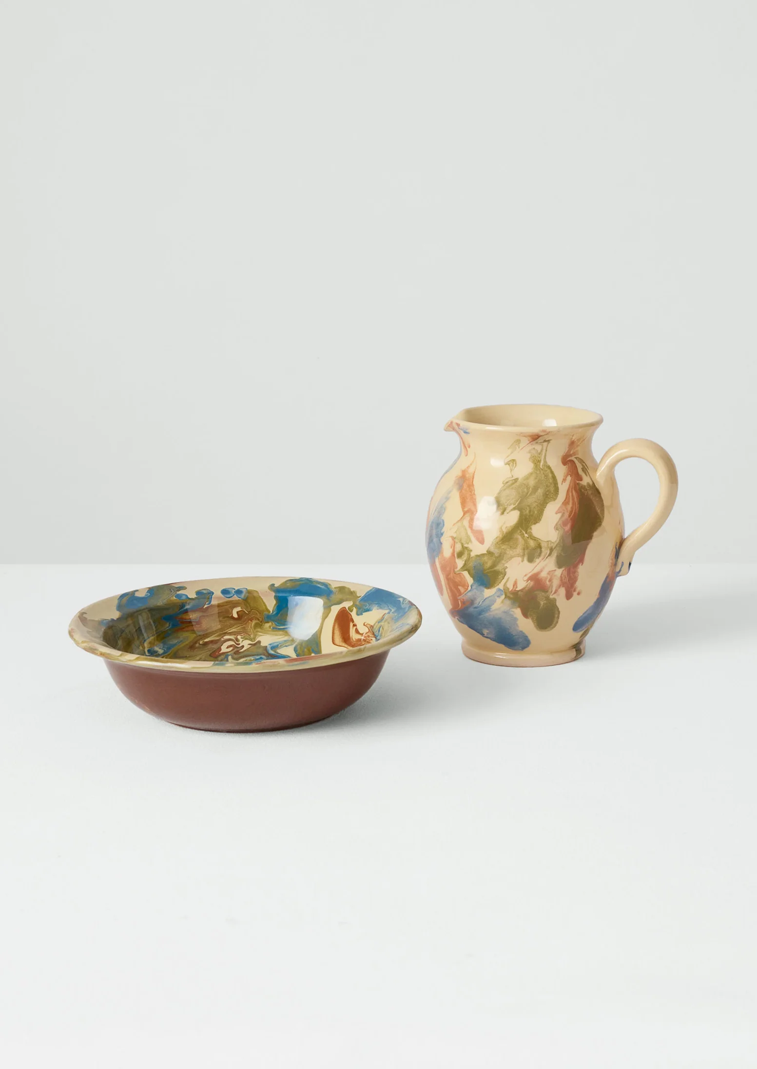 Poterie Barbotine Marbled Pitcher | Sand/Moss - Image 3