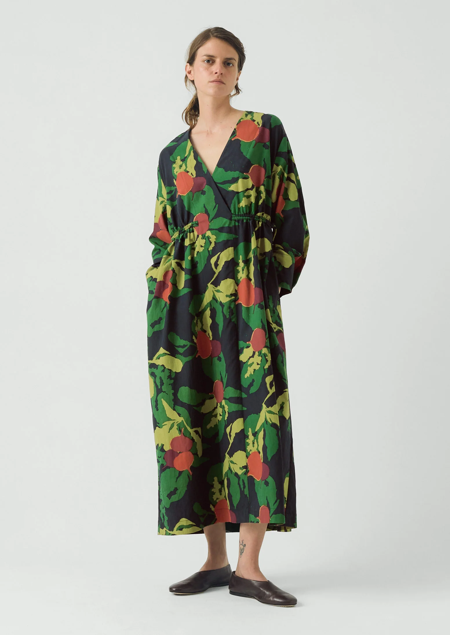 Produce Print Silk Cotton Dress | Slate - Image 3