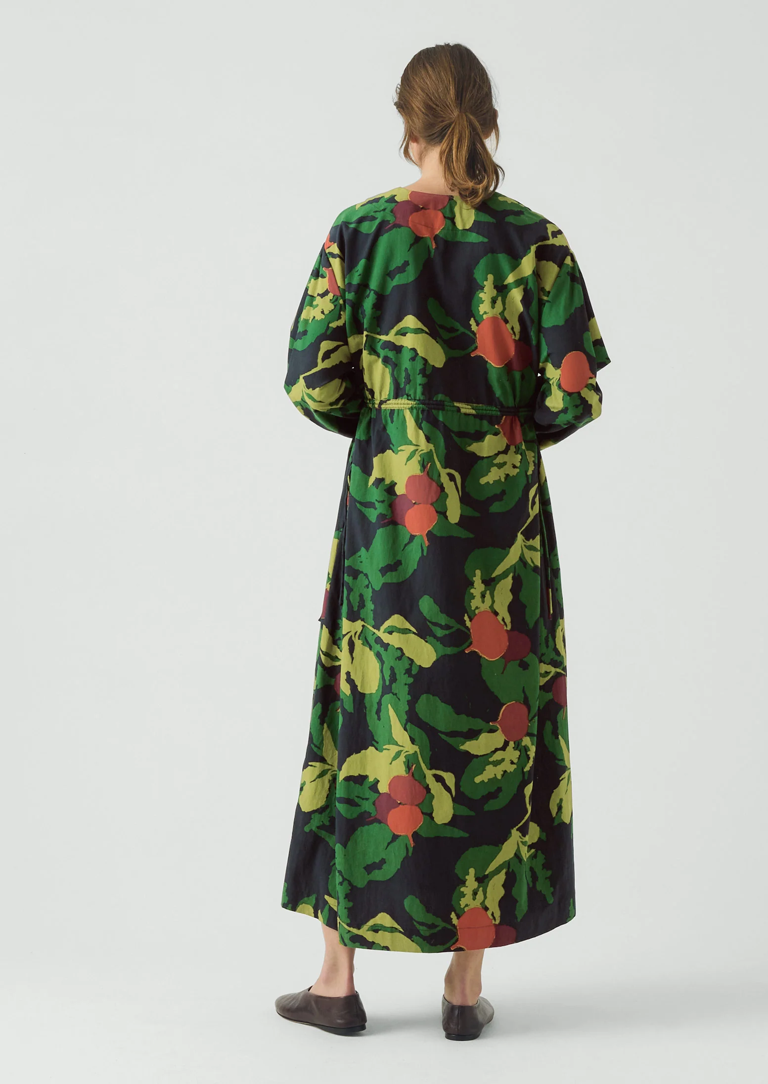 Produce Print Silk Cotton Dress | Slate - Image 4
